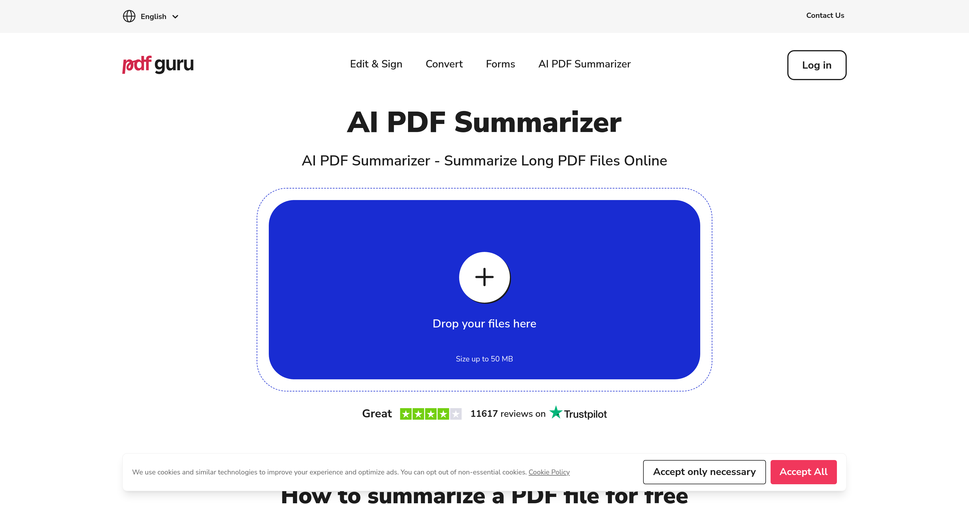 PDF Guru - AI PDF Summarizer - Screenshot showing the interface and features of this AI tool