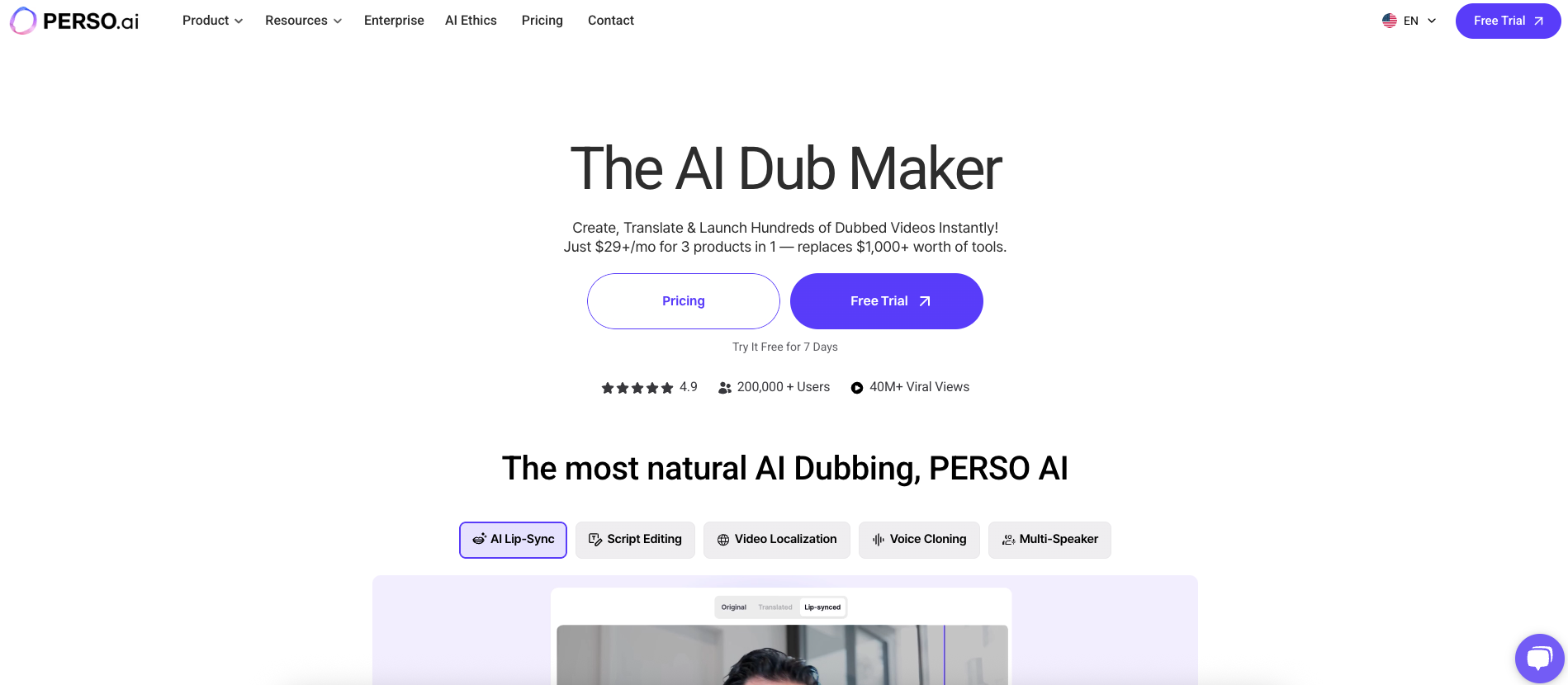 PERSO.ai - Screenshot showing the interface and features of this AI tool
