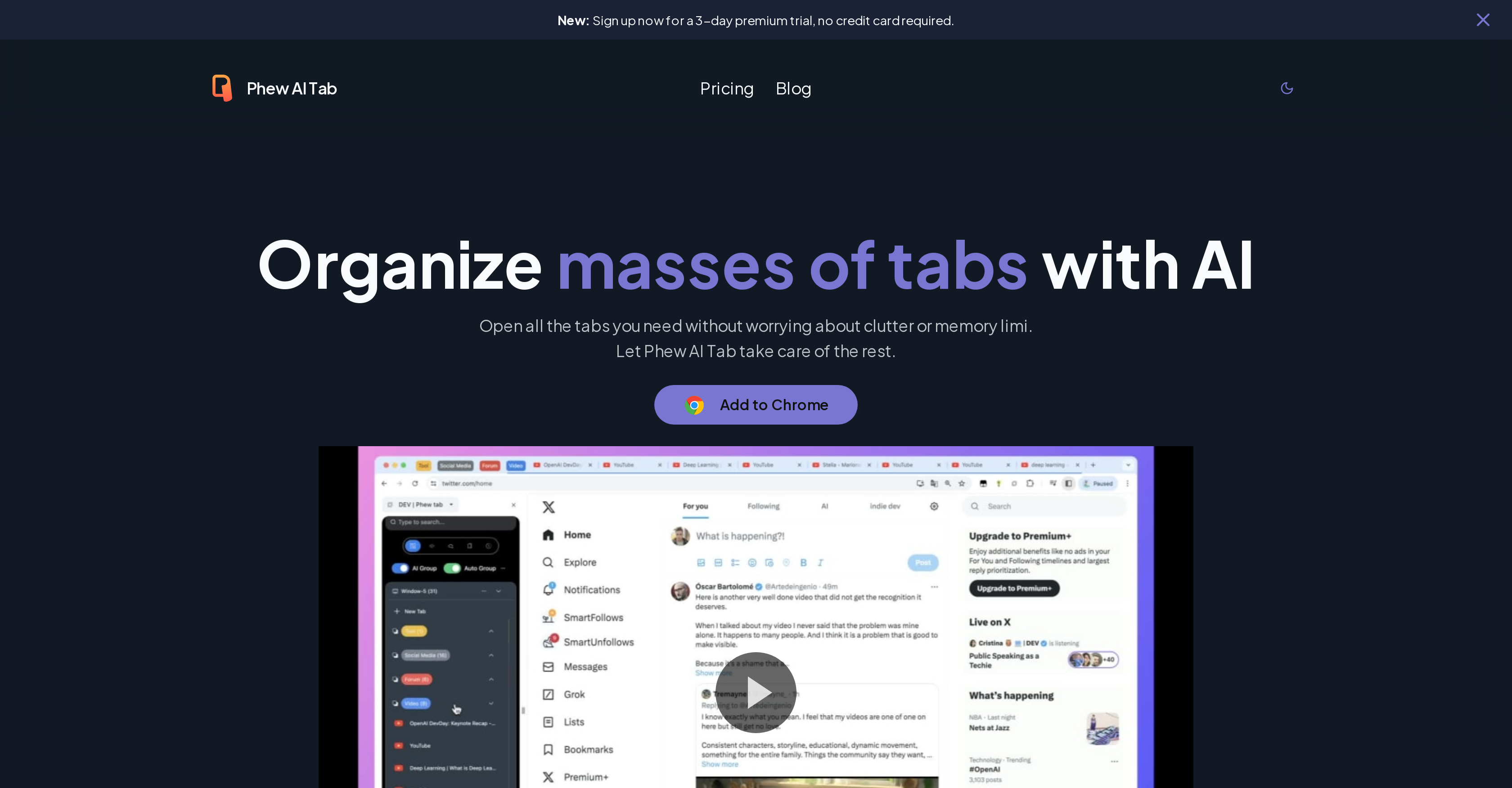 Phew AI Tab - Screenshot showing the interface and features of this AI tool