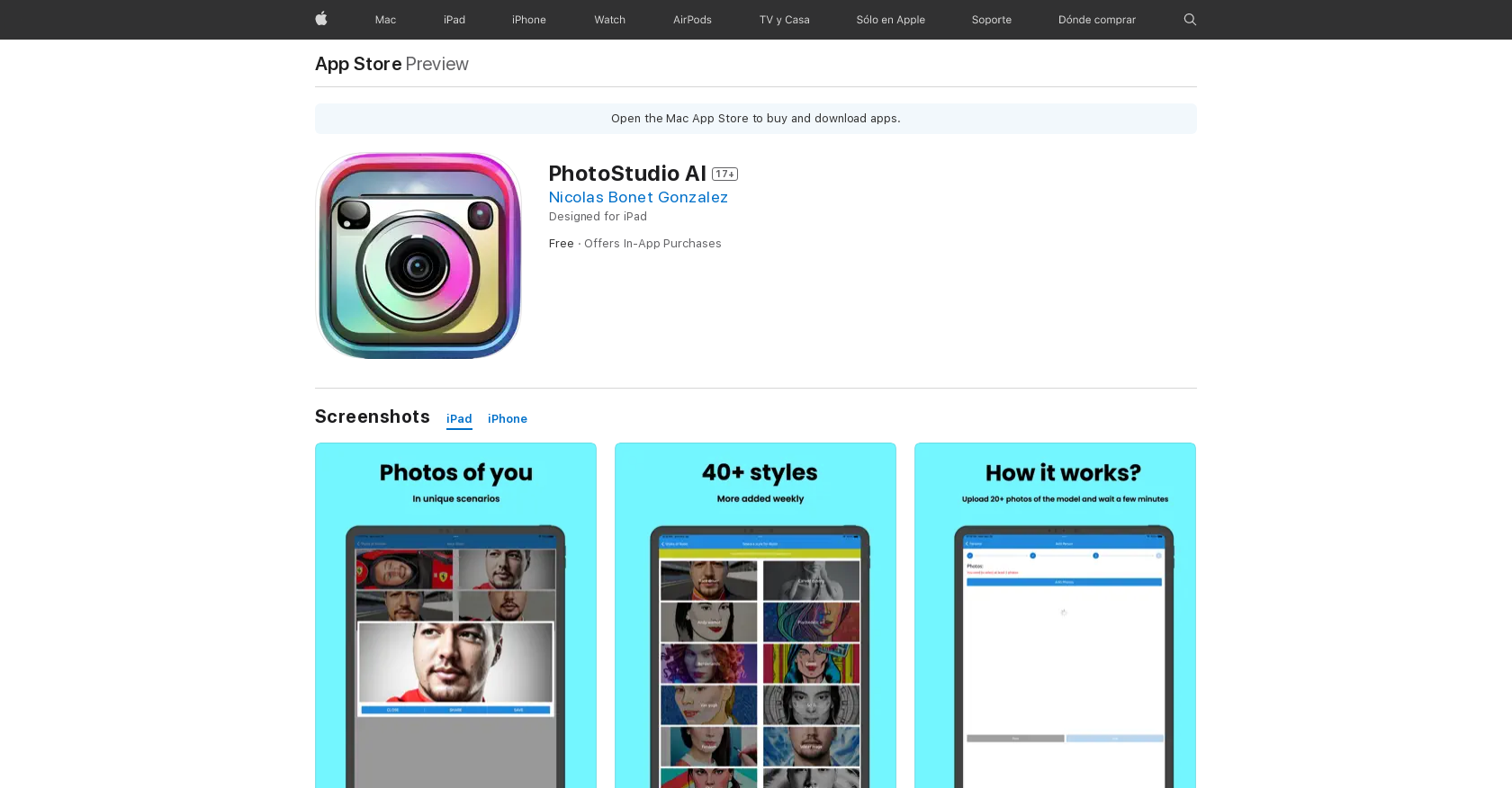 Photostudio AI - Screenshot showing the interface and features of this AI tool