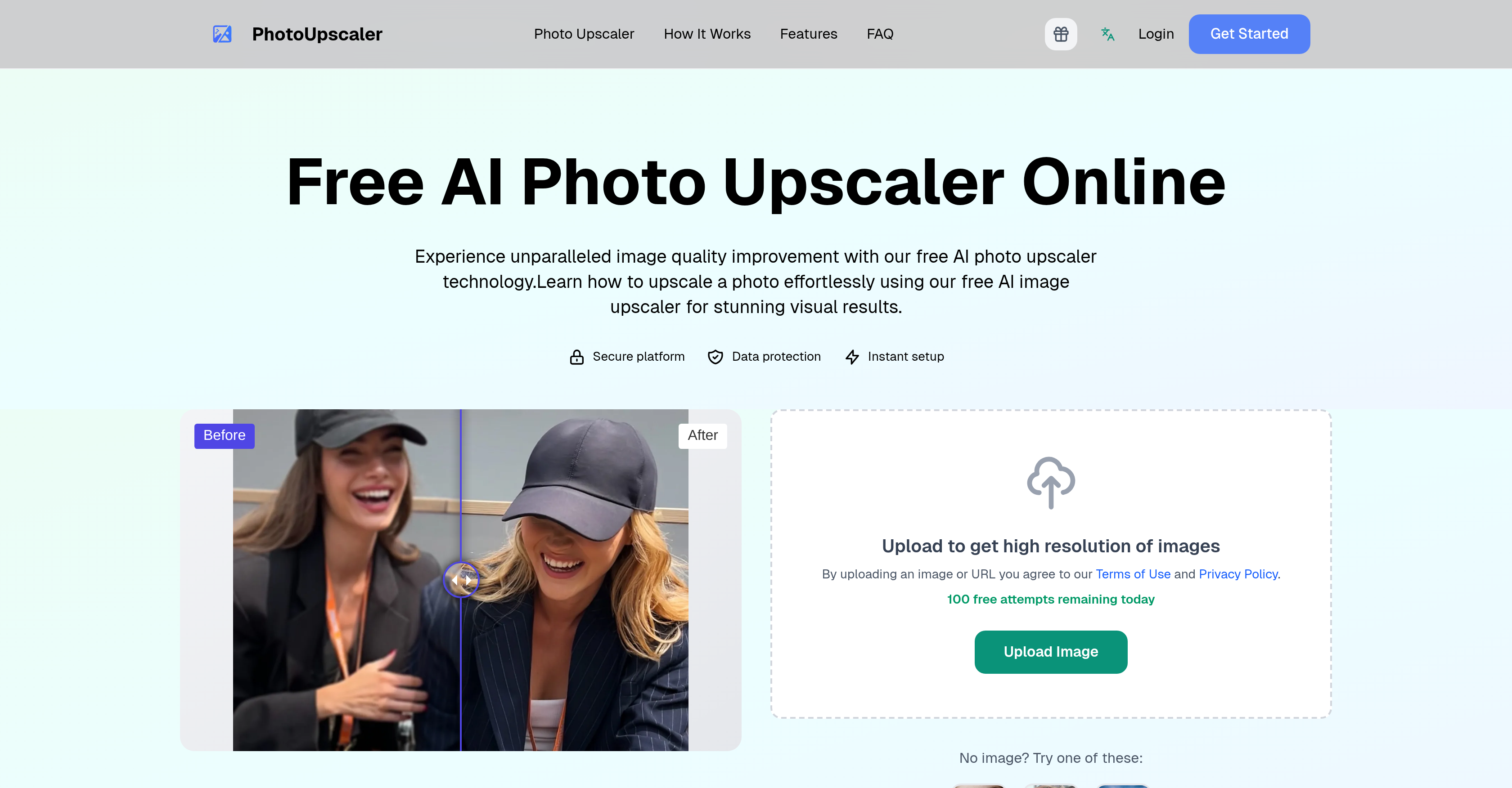 PhotoUpscaler - Screenshot showing the interface and features of this AI tool