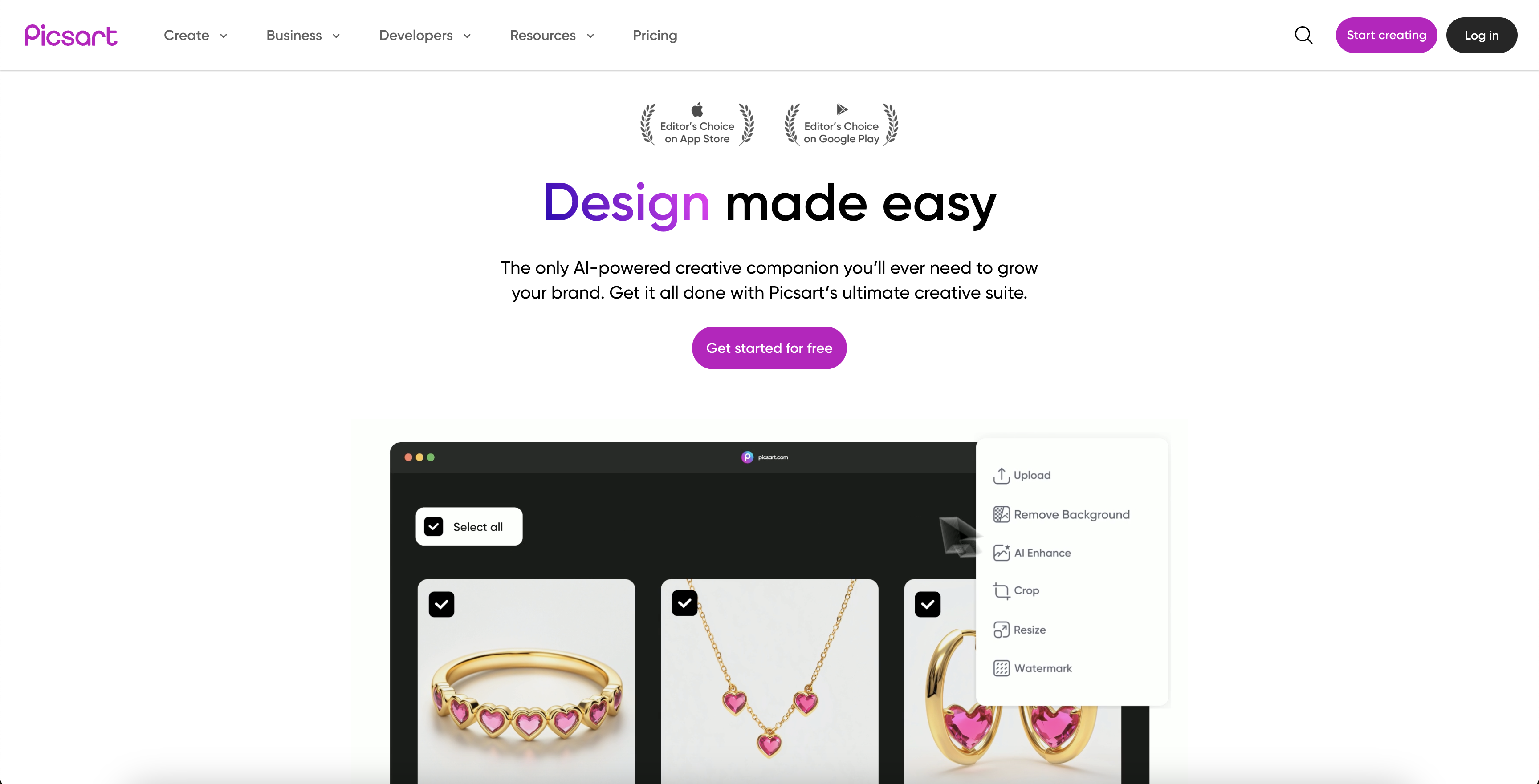 Picsart - Screenshot showing the interface and features of this AI tool