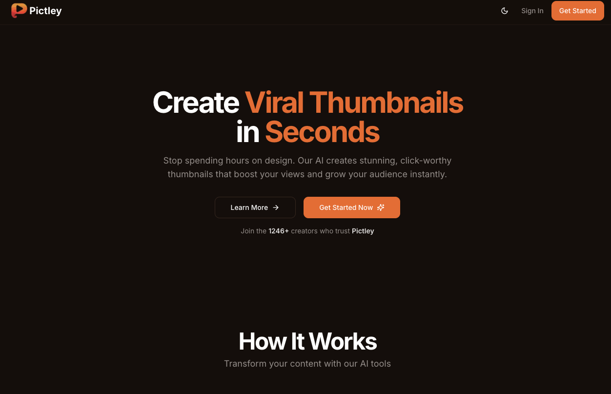 Pictley - Screenshot showing the interface and features of this AI tool