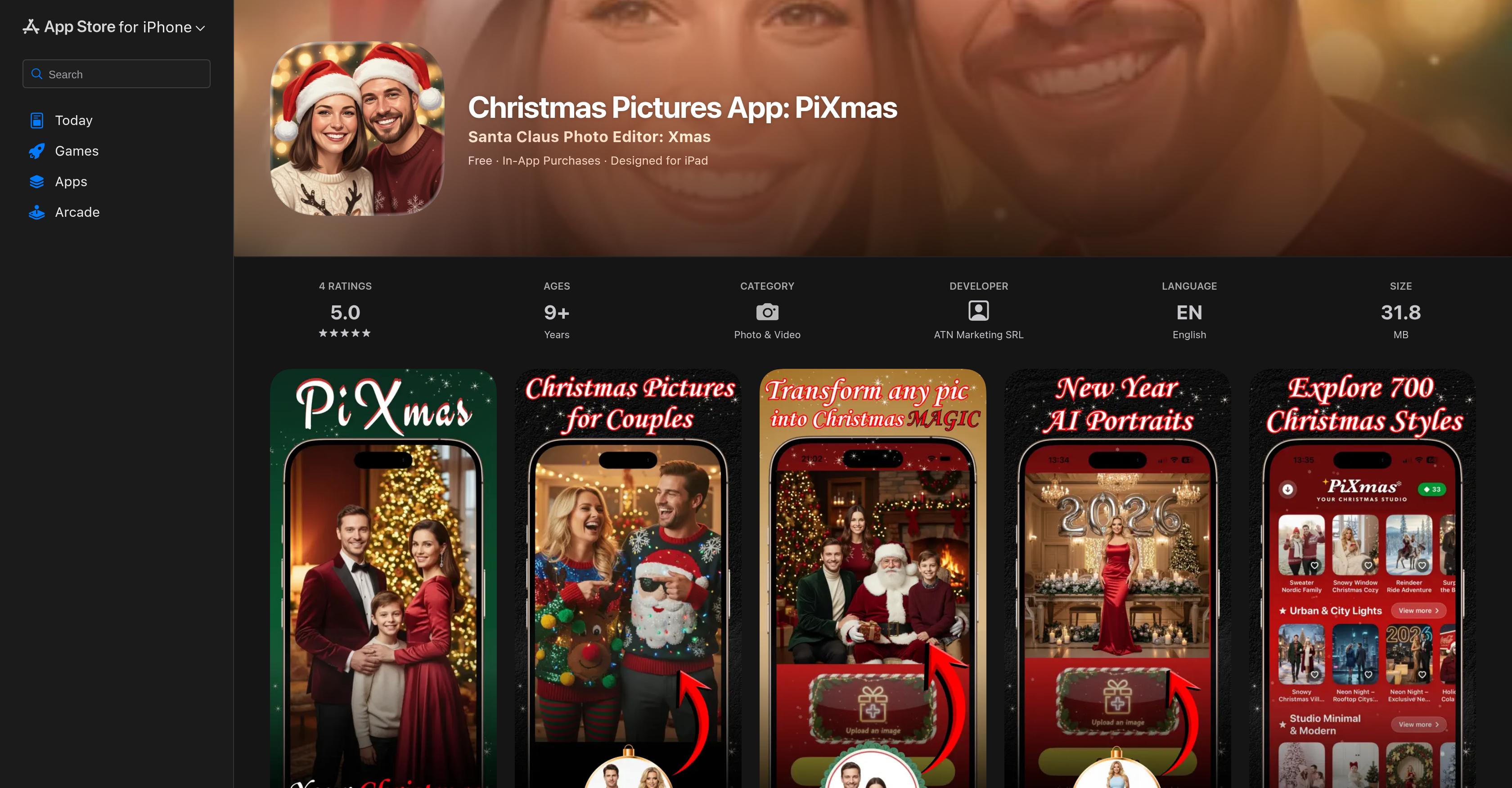 PiXmas - Screenshot showing the interface and features of this AI tool