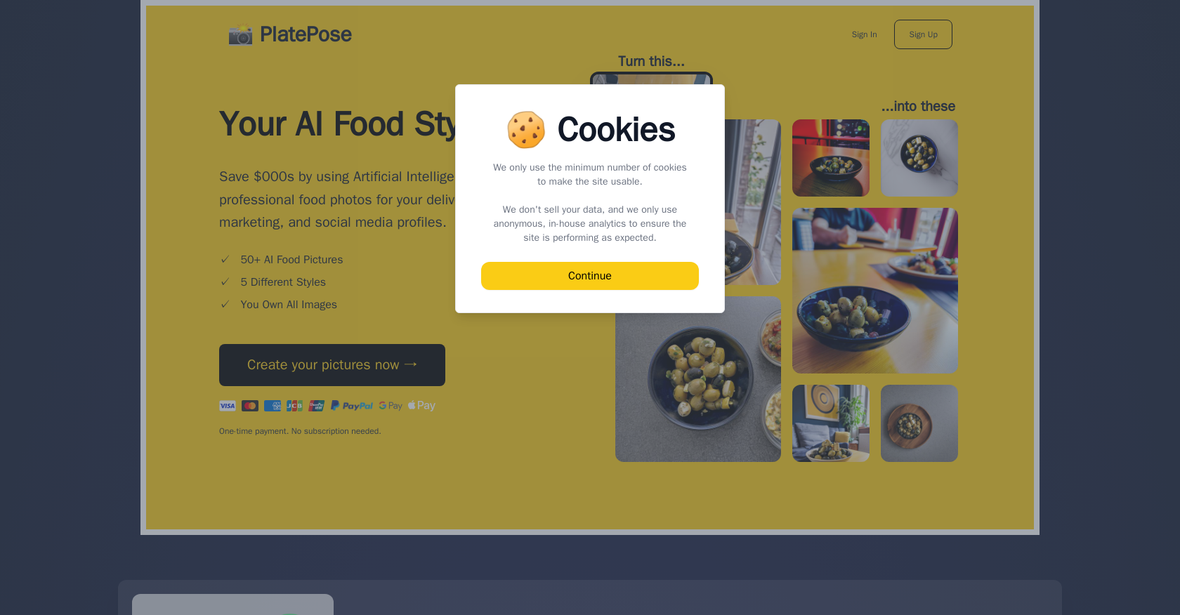 PlatePose - Screenshot showing the interface and features of this AI tool