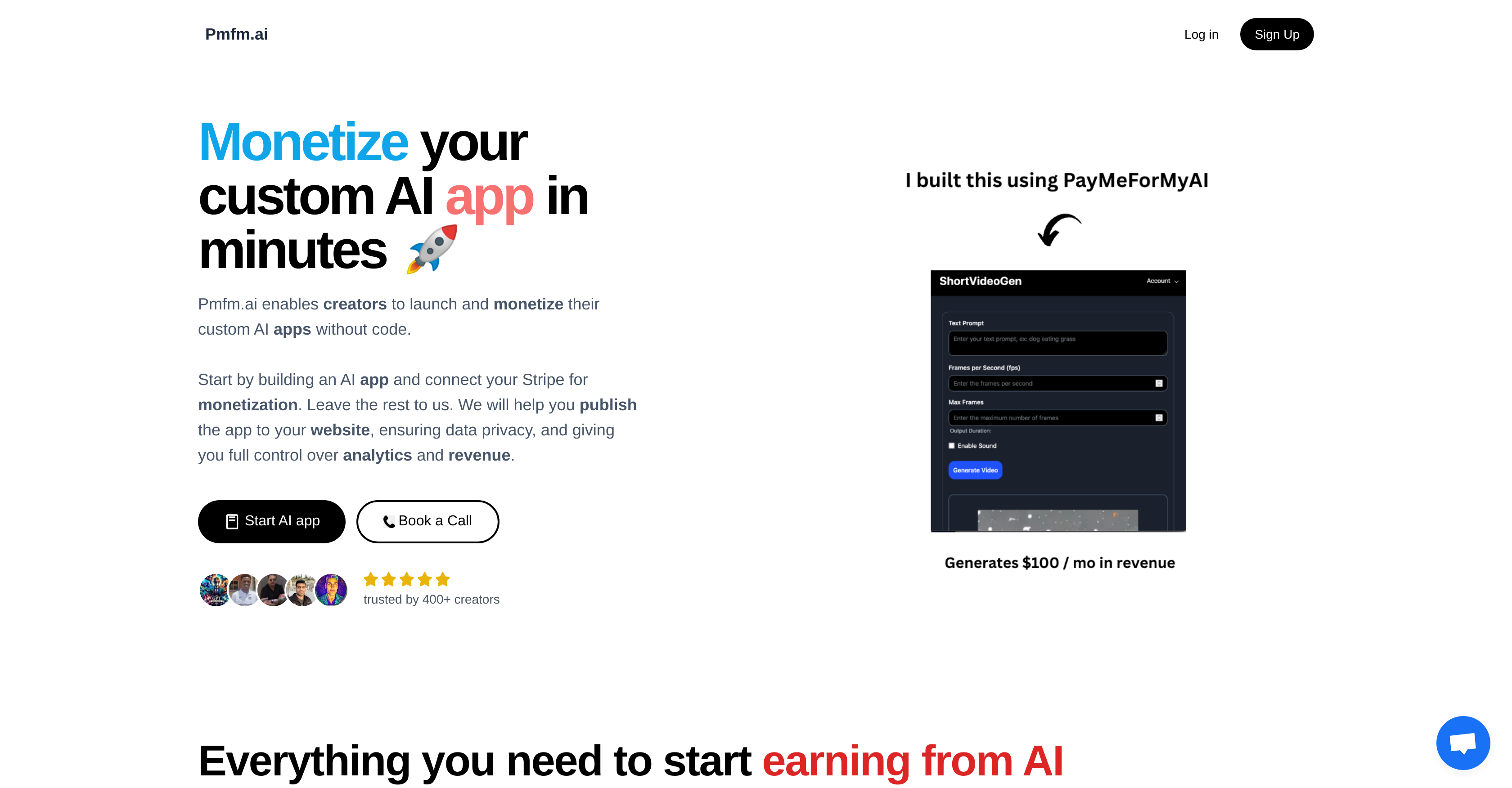 Pmfm - Screenshot showing the interface and features of this AI tool