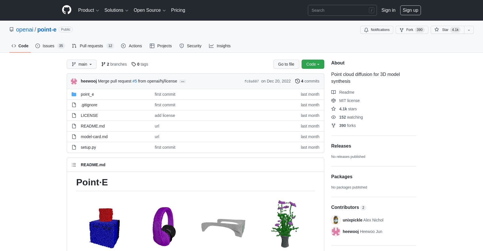Point·E - Screenshot showing the interface and features of this AI tool