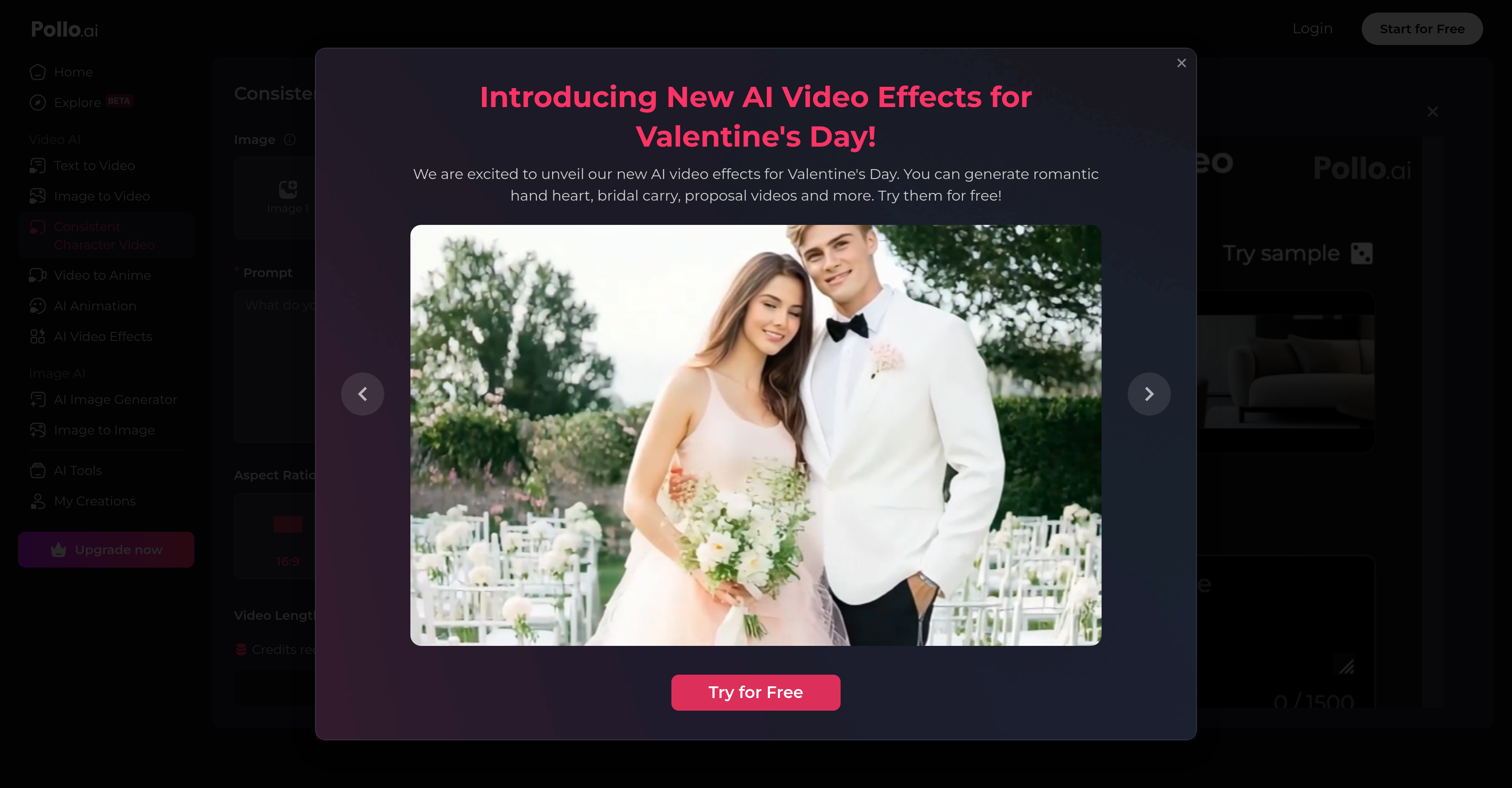 Pollo AI's Consistent Character Video Generator - Screenshot showing the interface and features of this AI tool