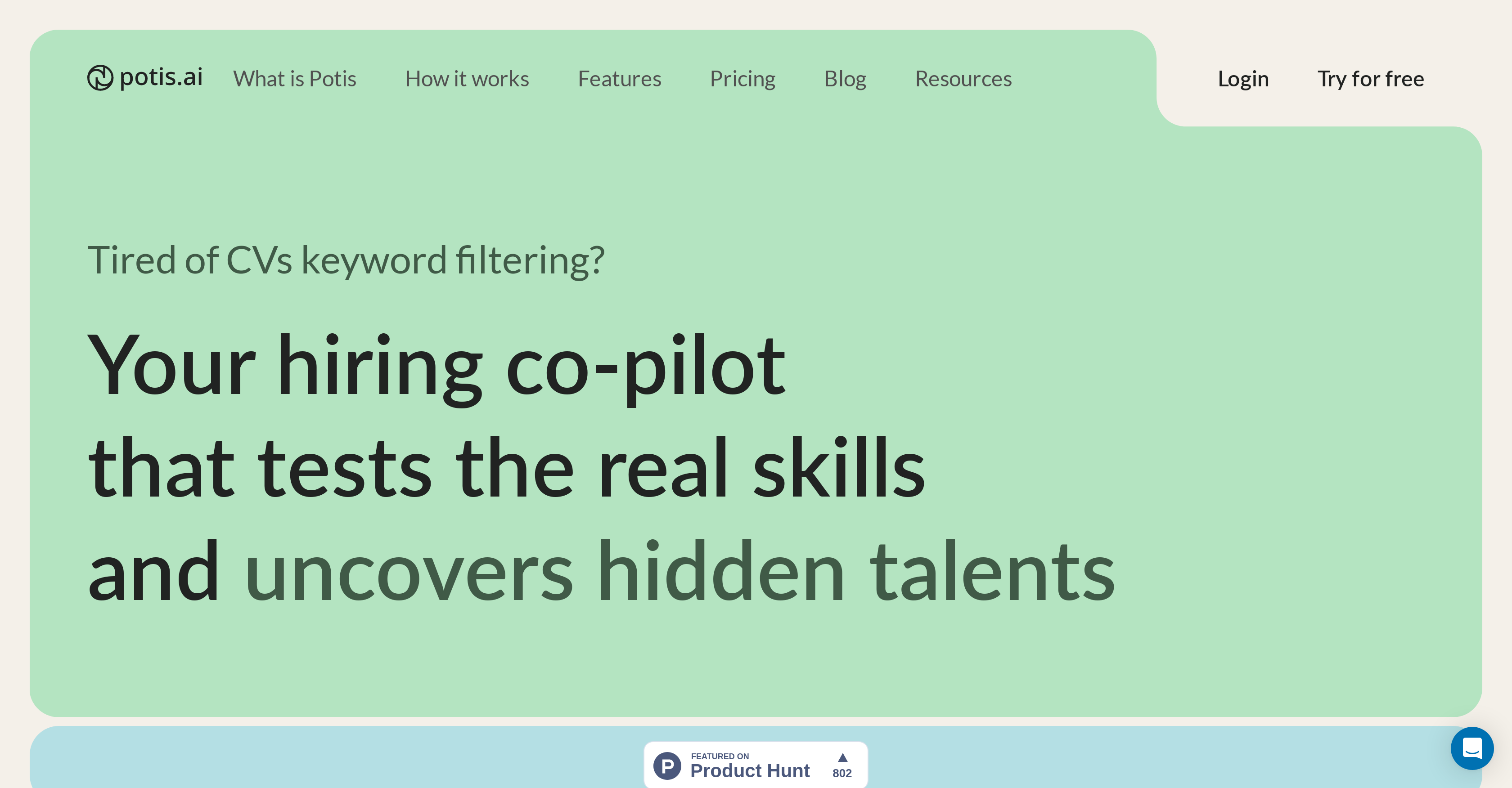 Potis - Screenshot showing the interface and features of this AI tool
