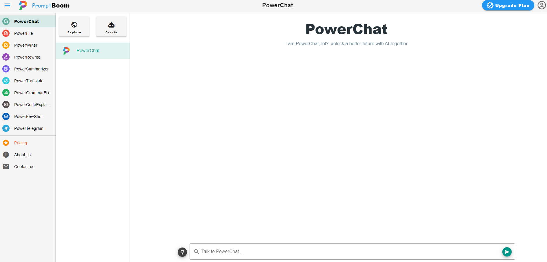 PowerChat - Screenshot showing the interface and features of this AI tool