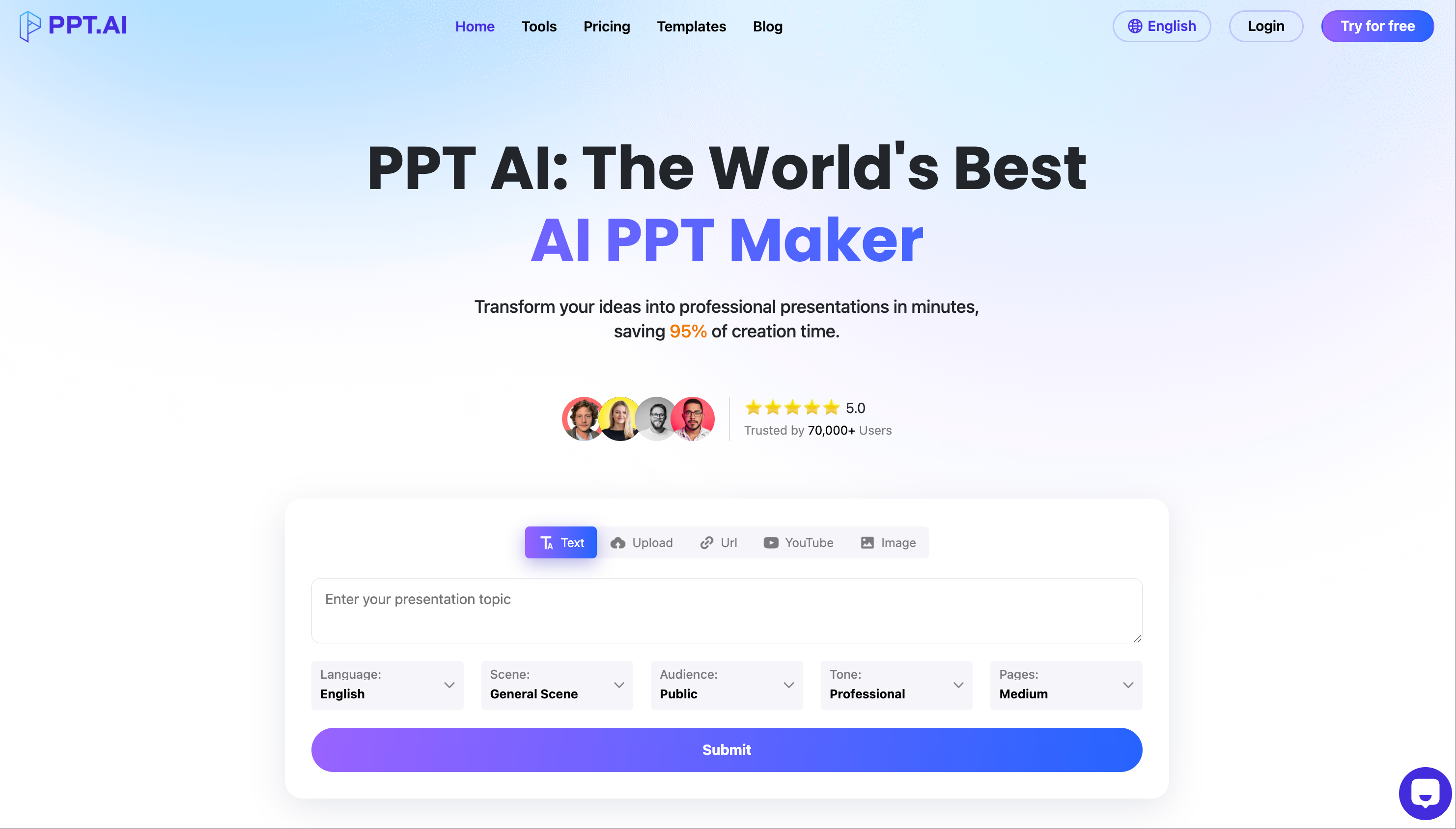 PPT.AIv1.2 - Screenshot showing the interface and features of this AI tool