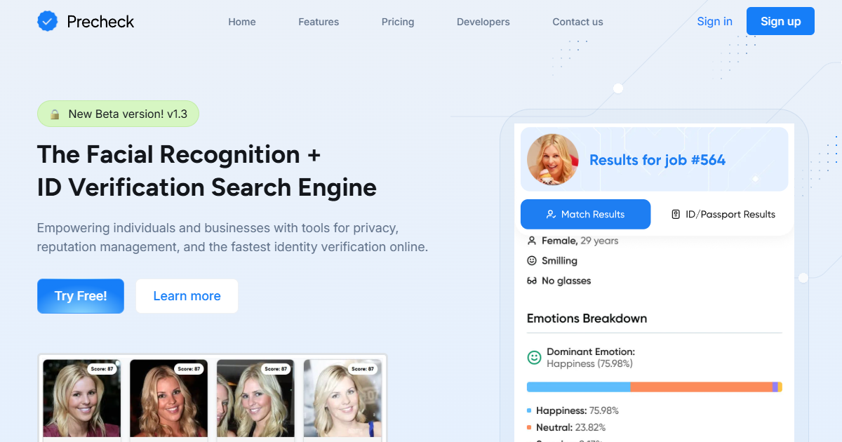 PreCheck.ai - Screenshot showing the interface and features of this AI tool