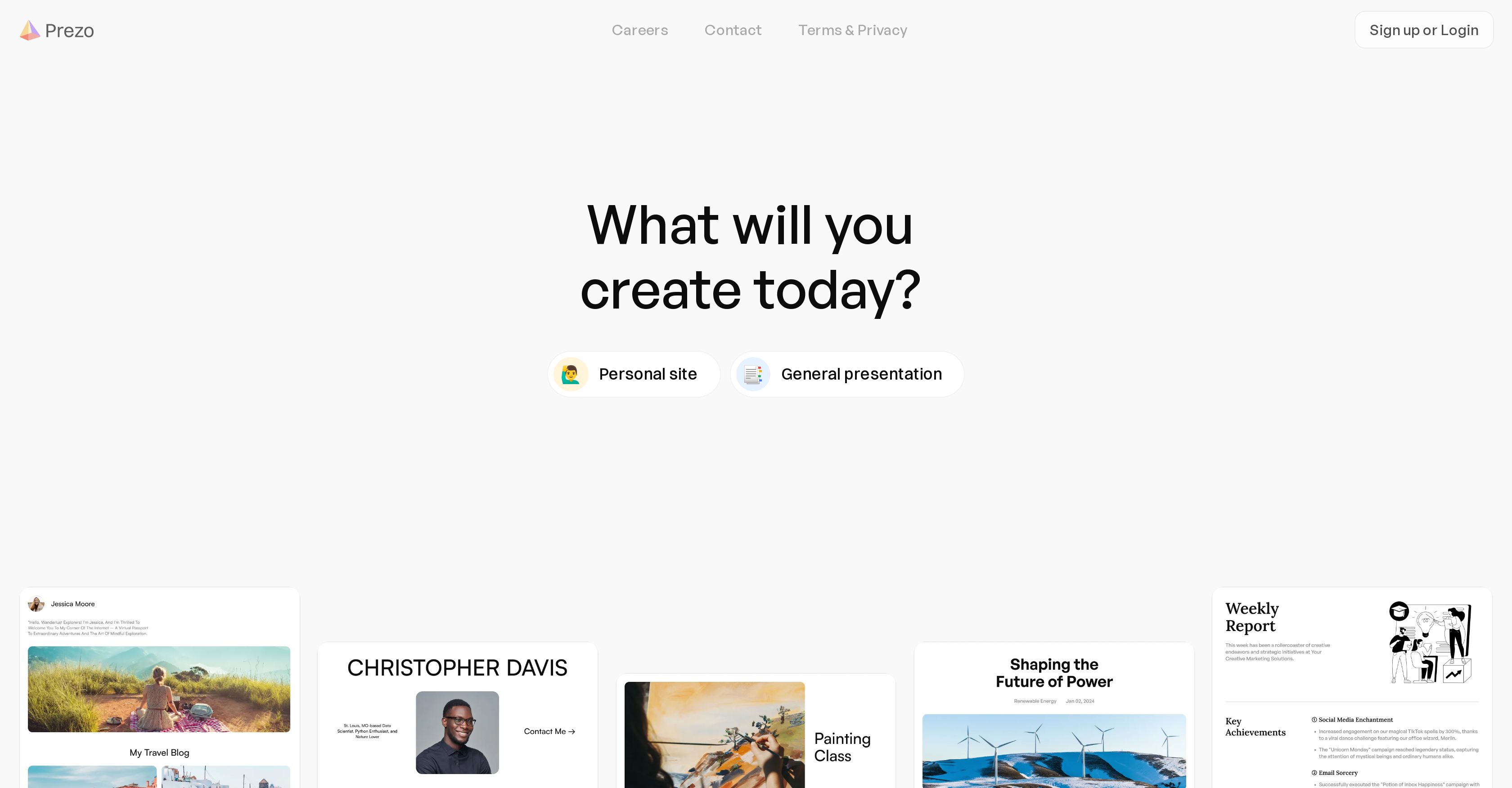 Prezo - Screenshot showing the interface and features of this AI tool