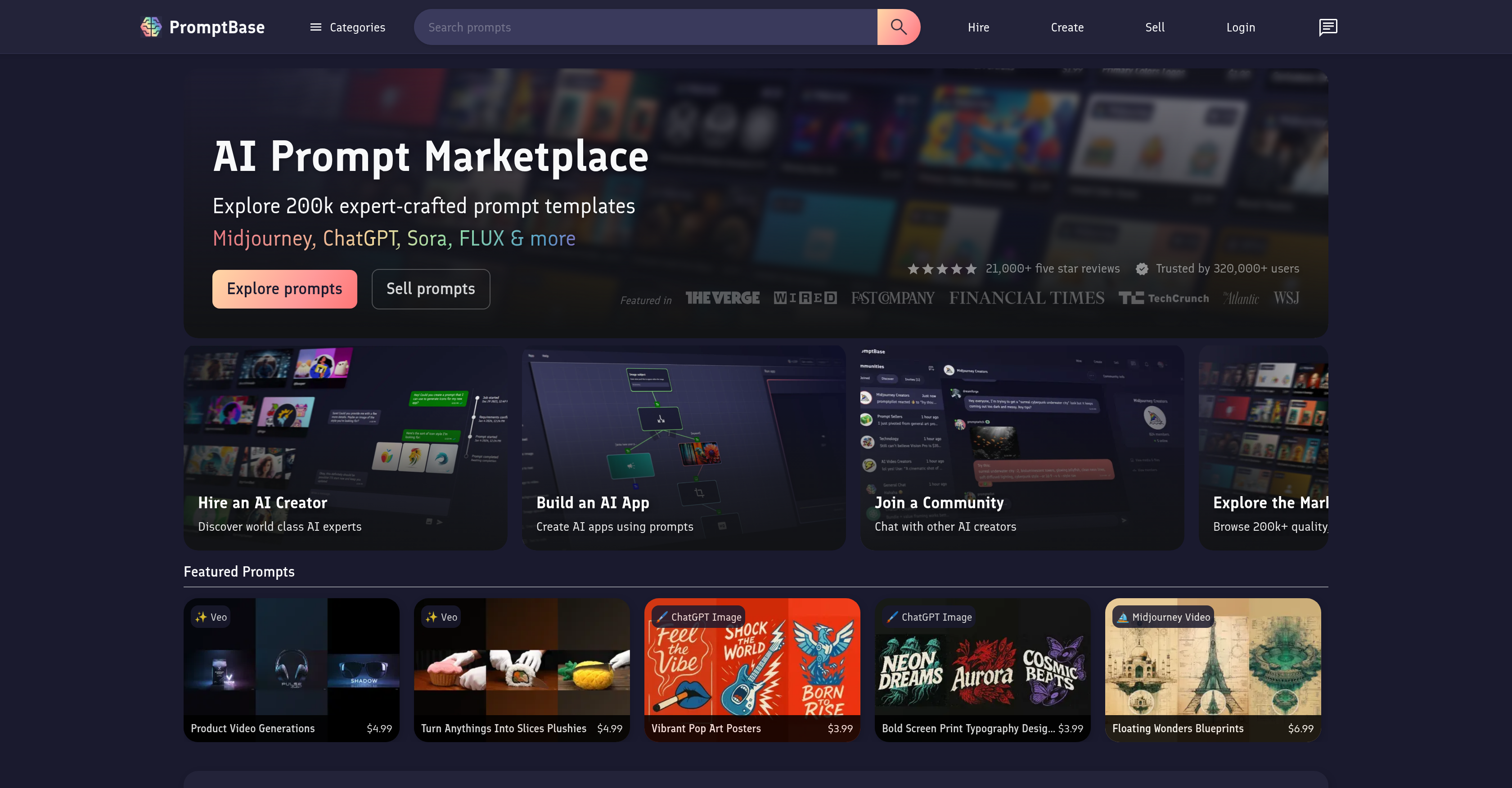 PromptBase - Screenshot showing the interface and features of this AI tool