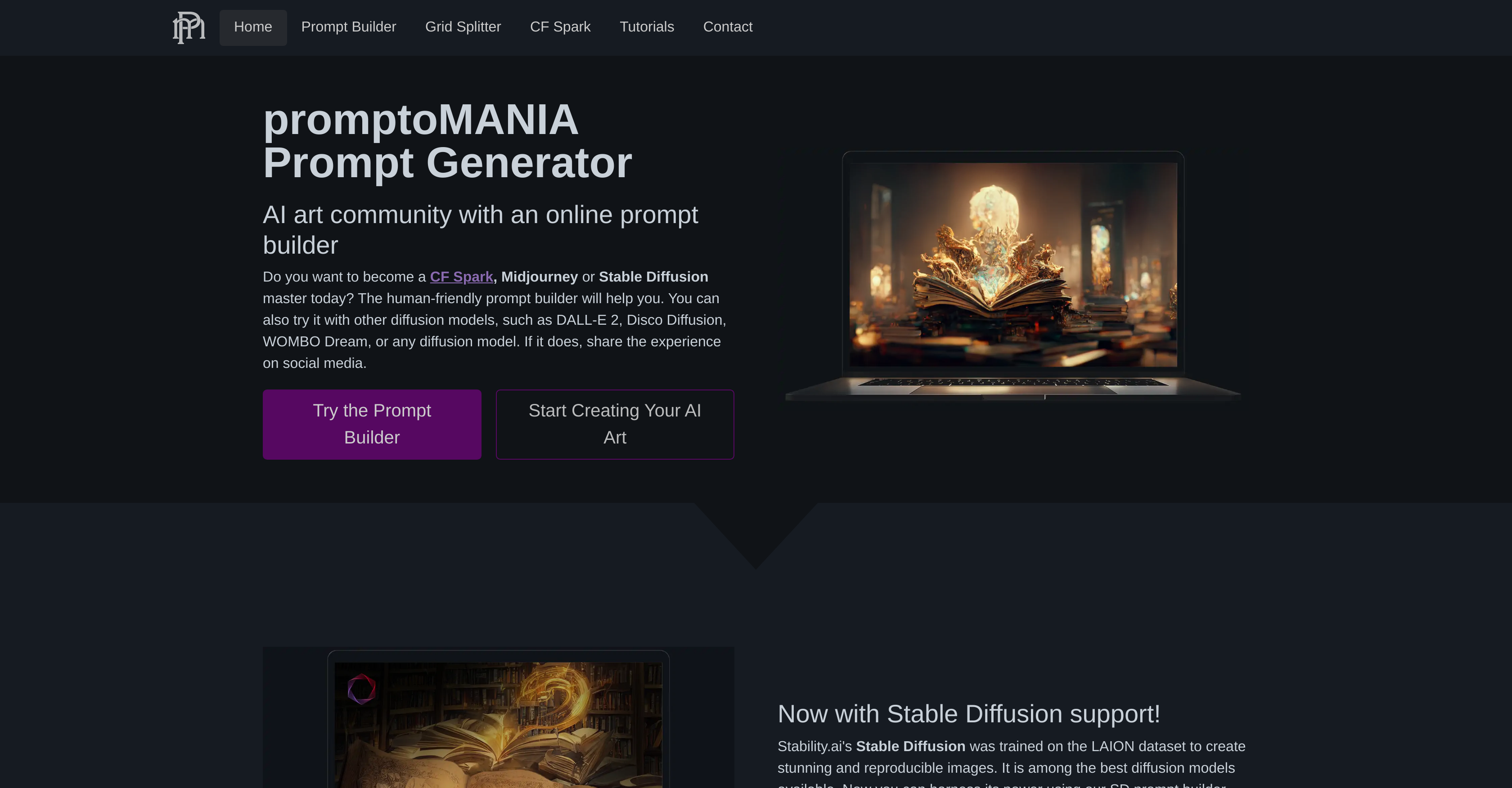 promptoMANIA - Screenshot showing the interface and features of this AI tool