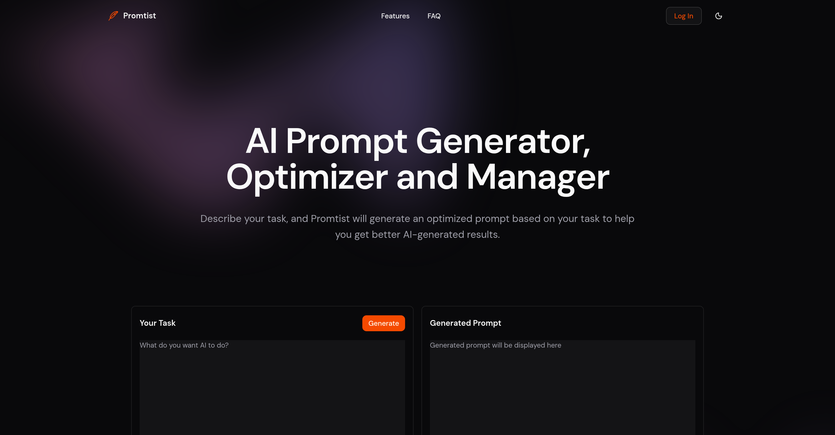 Promtist AI - Screenshot showing the interface and features of this AI tool