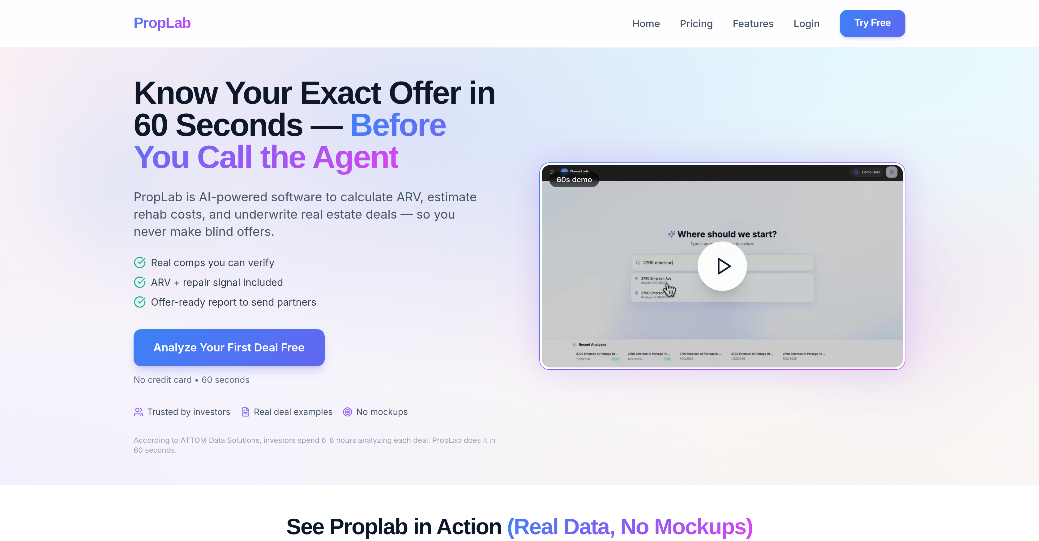 PropLab - Screenshot showing the interface and features of this AI tool