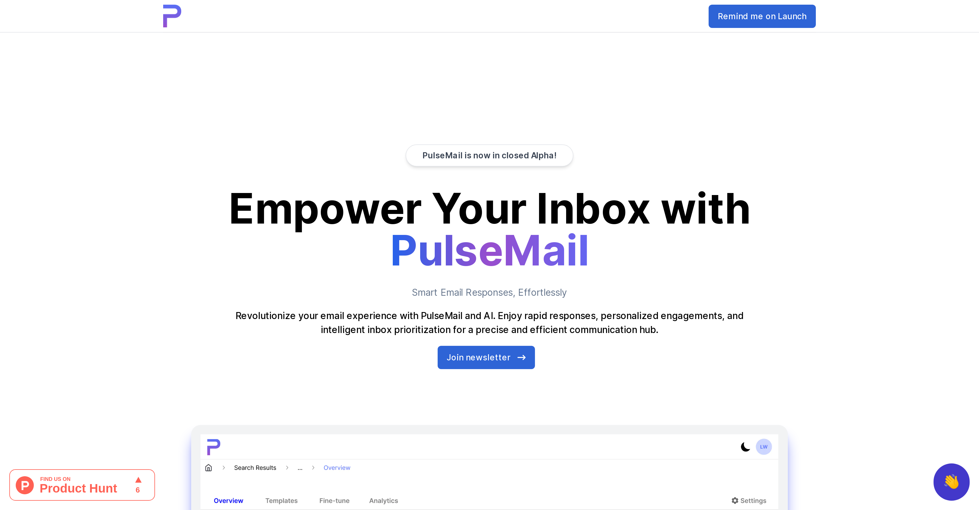 PulseMail - Screenshot showing the interface and features of this AI tool