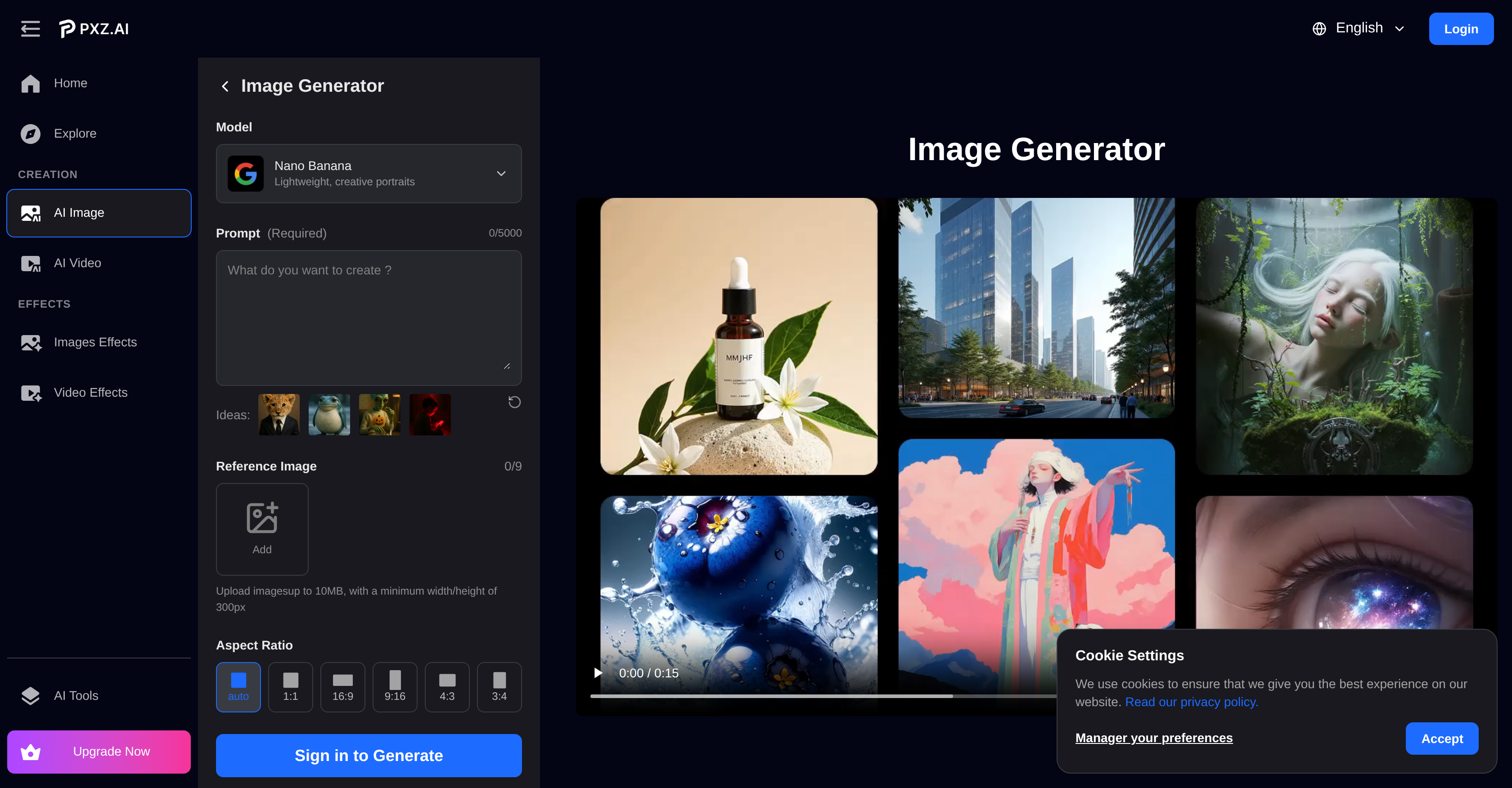 PXZ AI | Image Generator - Screenshot showing the interface and features of this AI tool
