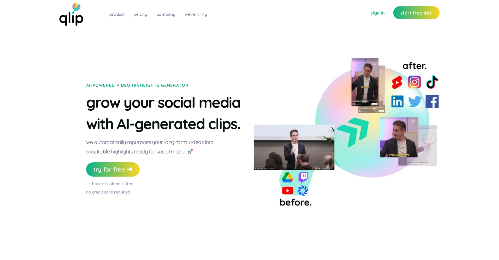 Qlip - Screenshot showing the interface and features of this AI tool