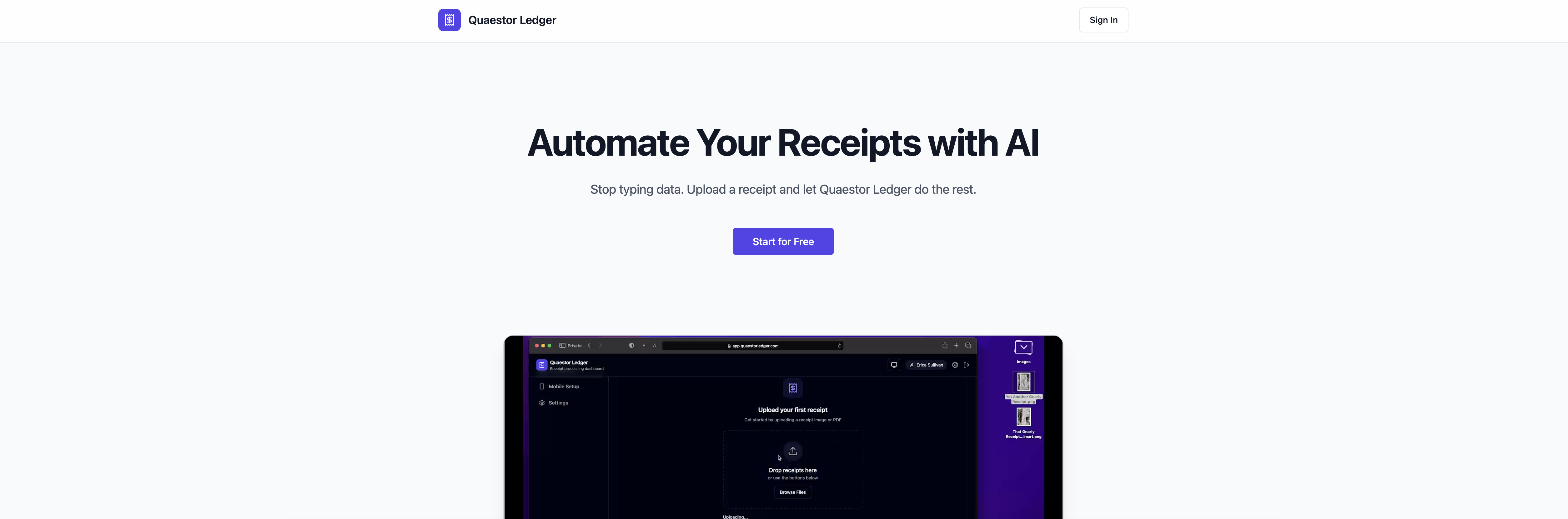 Quaestor Ledger - Screenshot showing the interface and features of this AI tool