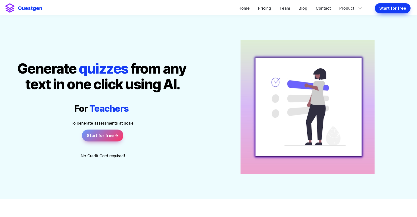Questgen - Screenshot showing the interface and features of this AI tool