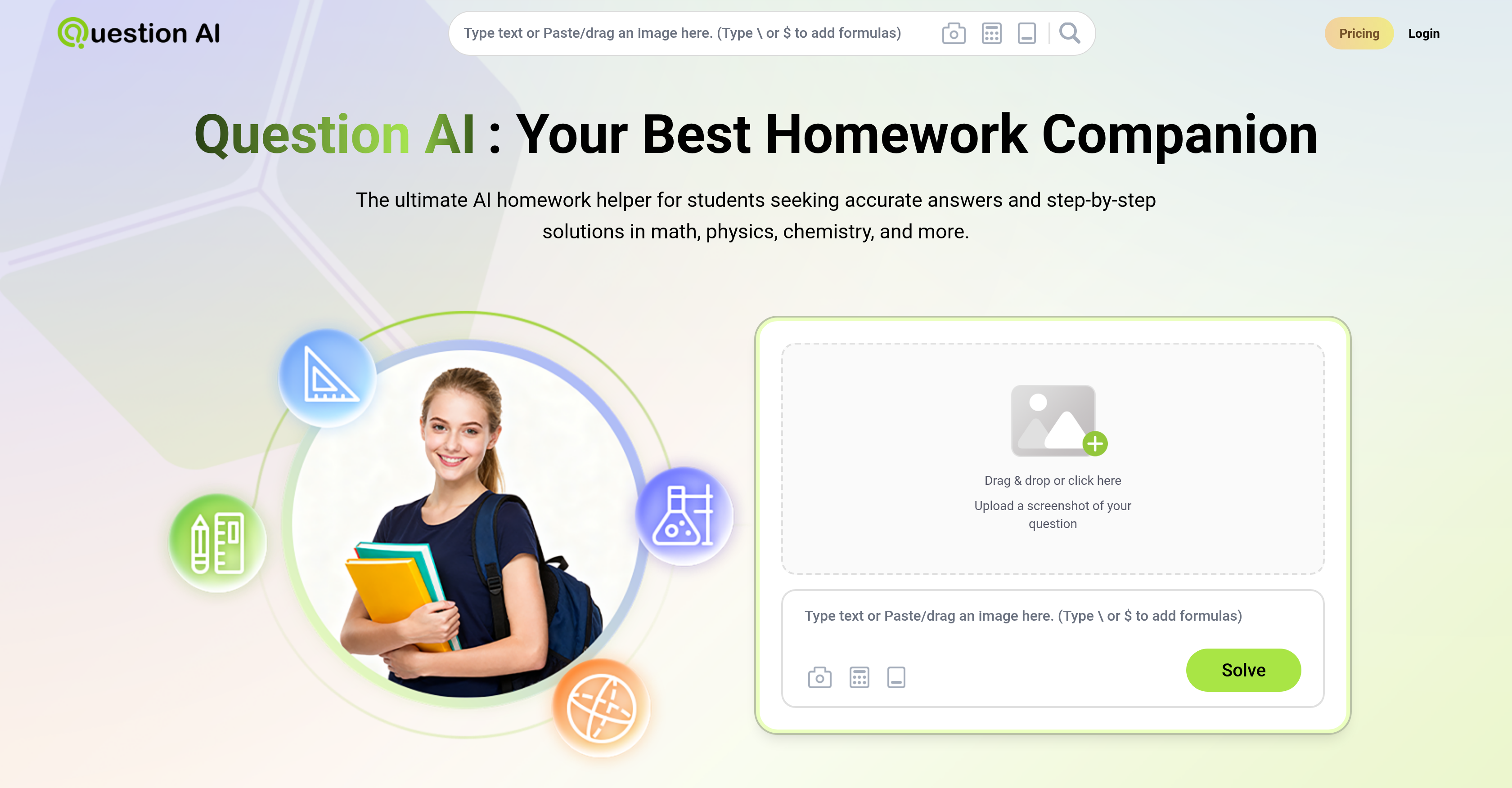 Question AI - Screenshot showing the interface and features of this AI tool