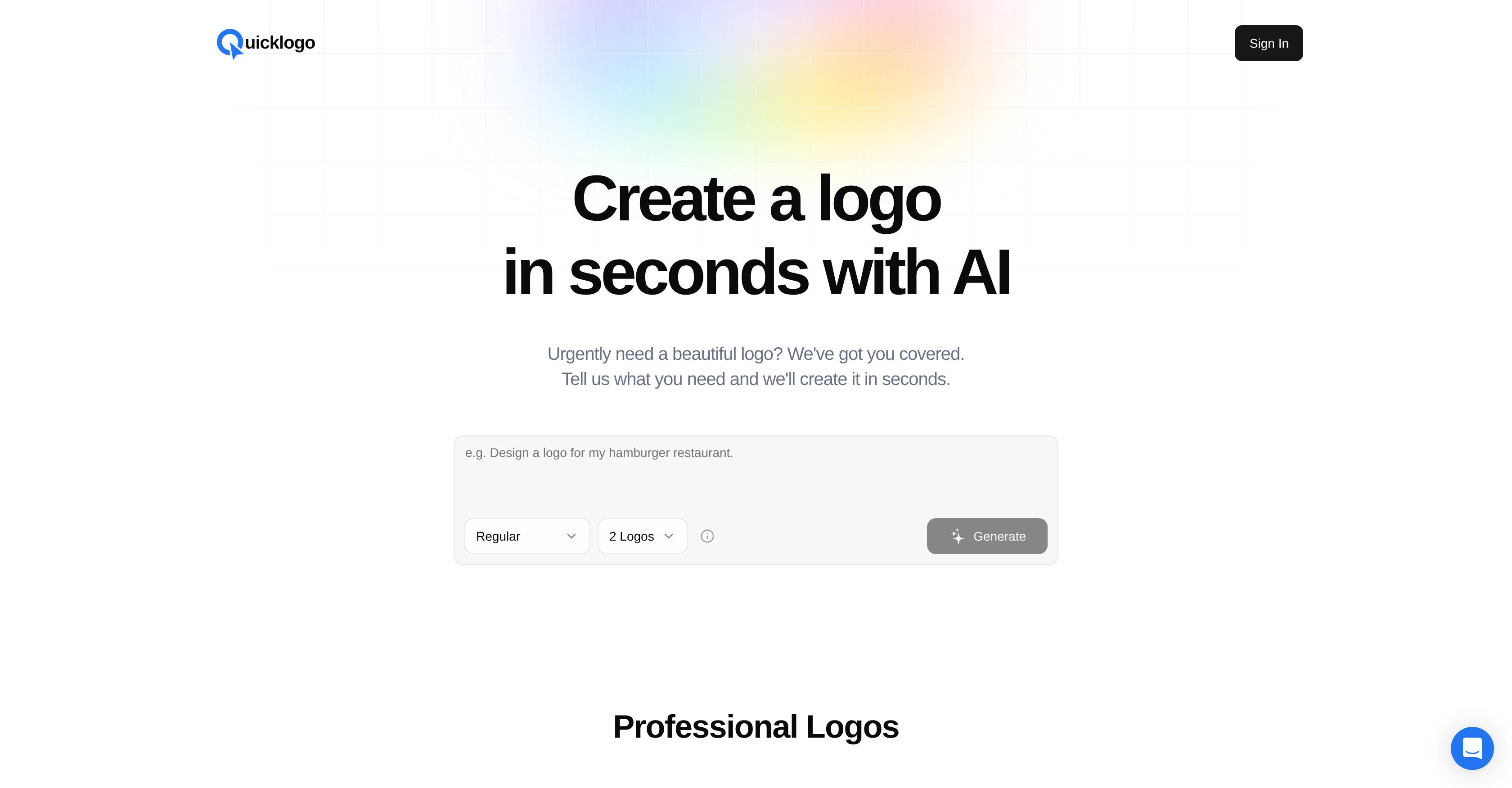 Quicklogo - Screenshot showing the interface and features of this AI tool