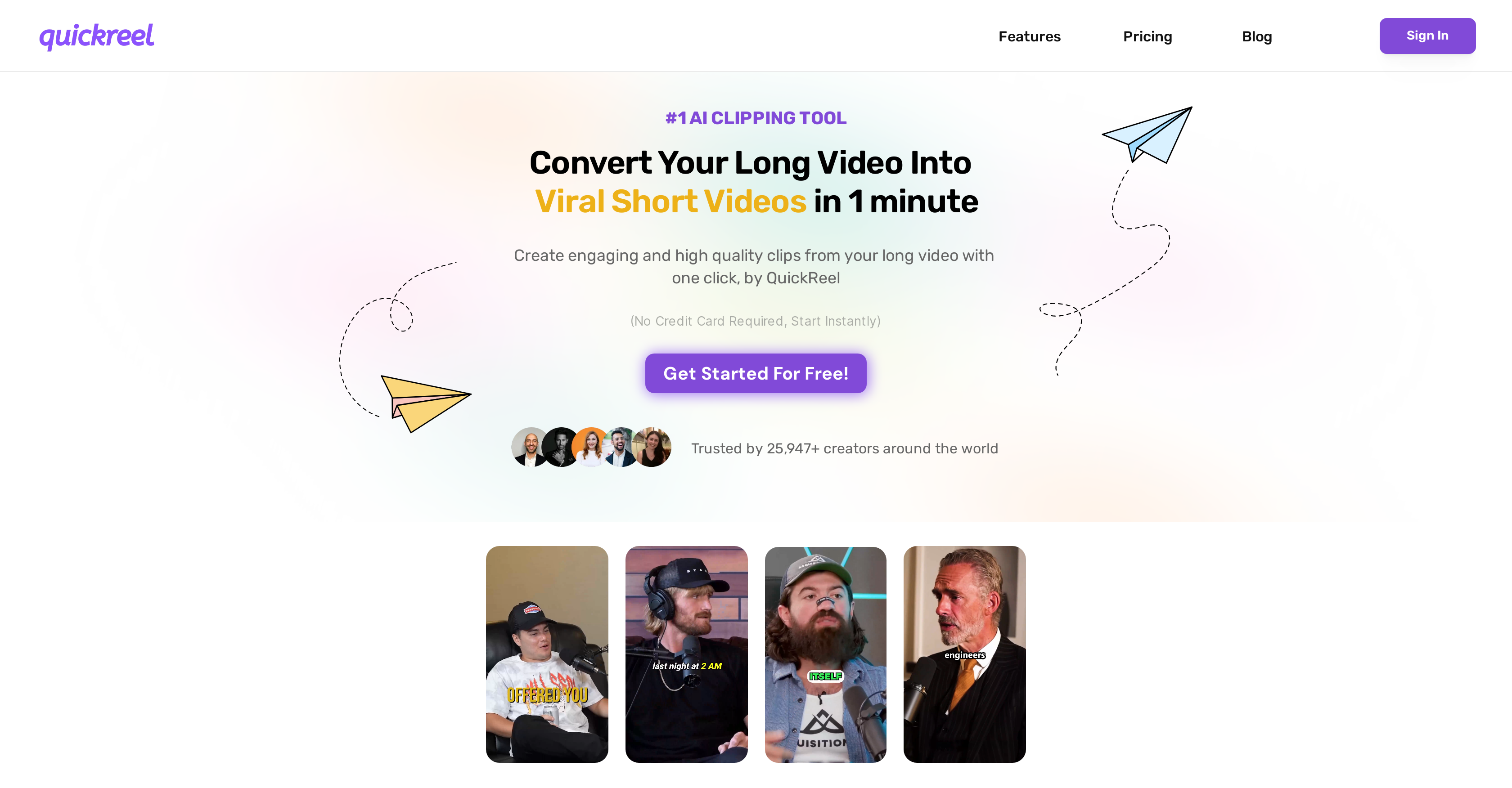 QuickReel - Screenshot showing the interface and features of this AI tool