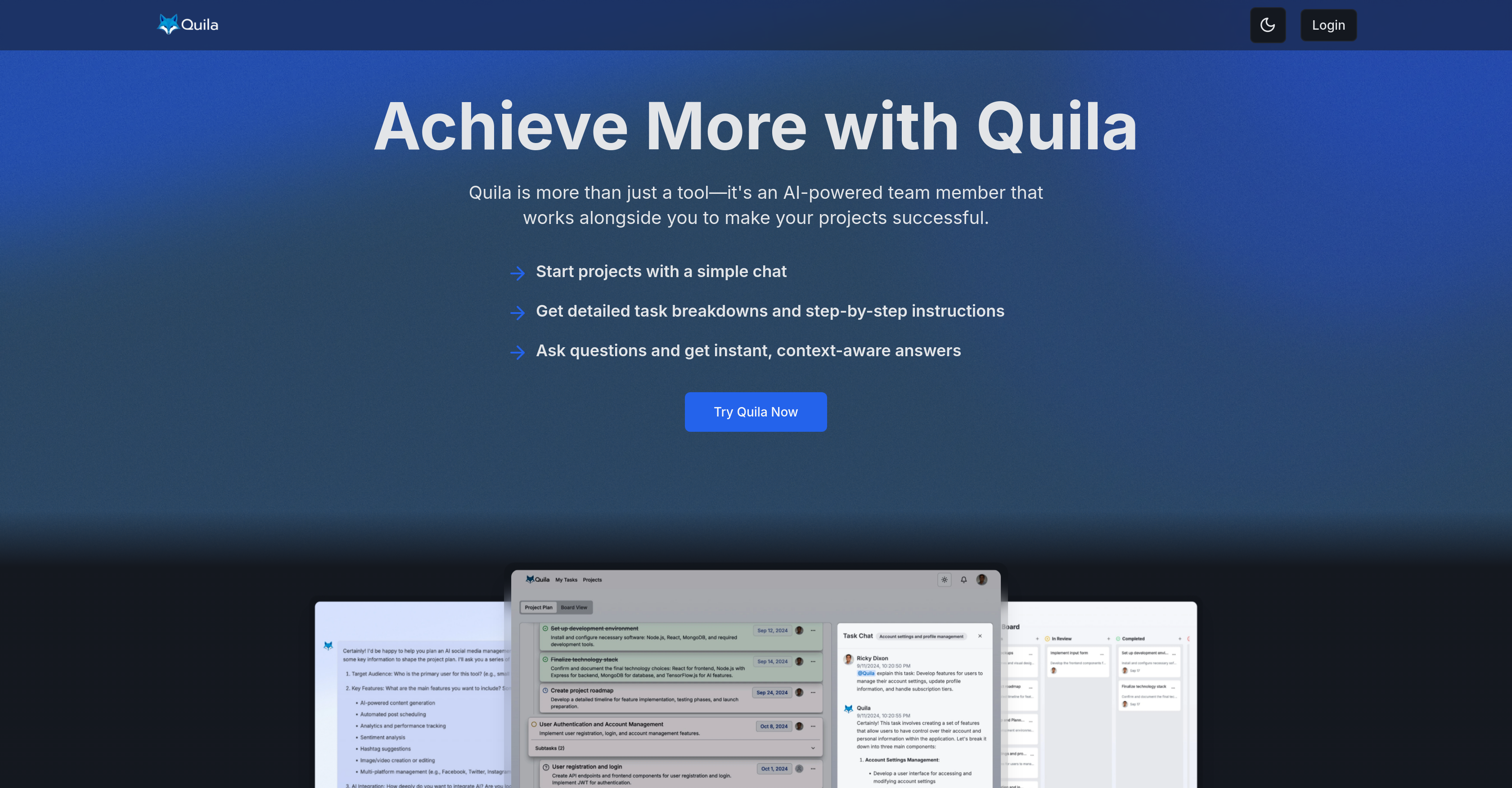 Quila - Screenshot showing the interface and features of this AI tool