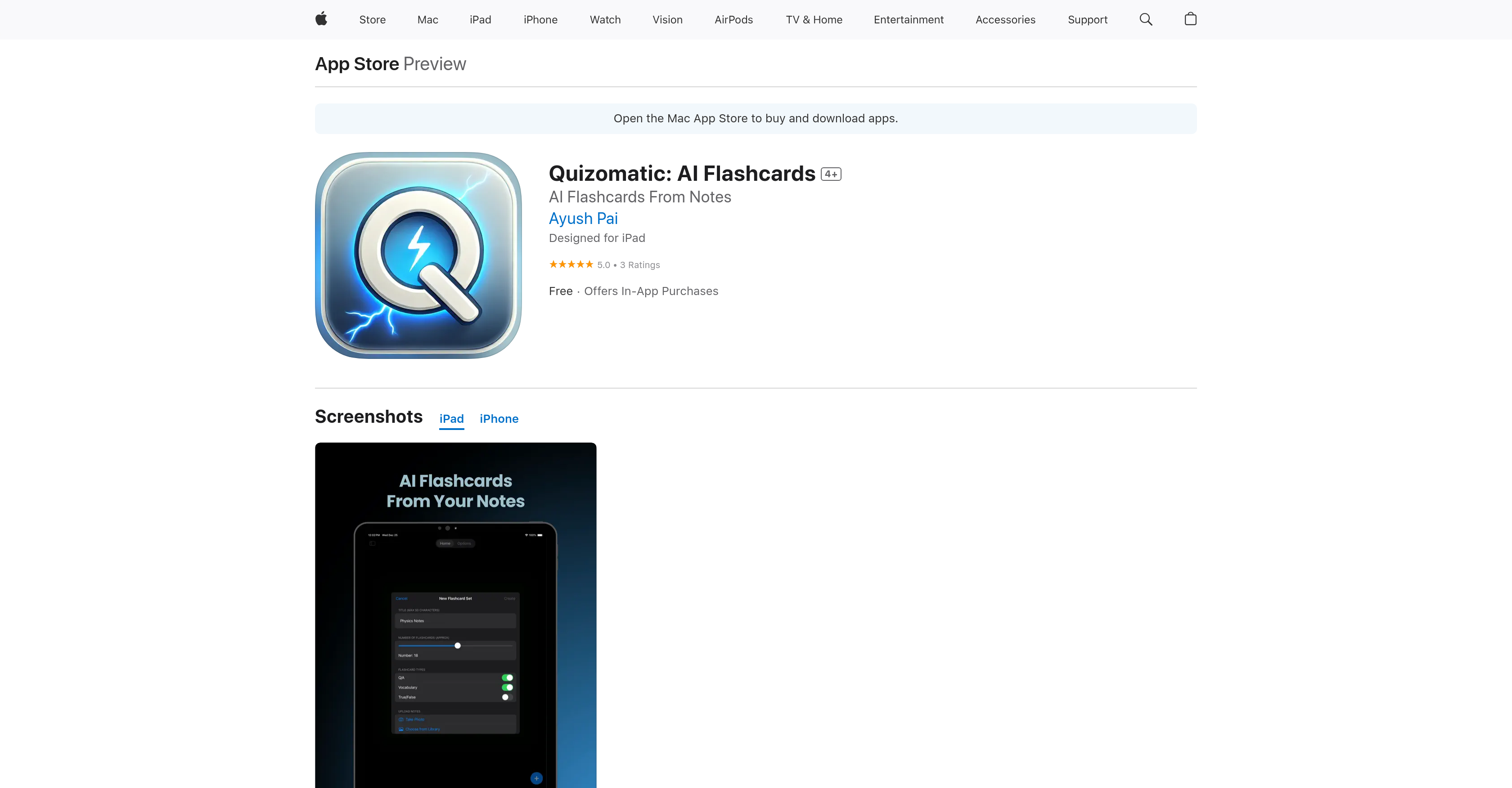 Quizomatic: AI Flashcards - Screenshot showing the interface and features of this AI tool