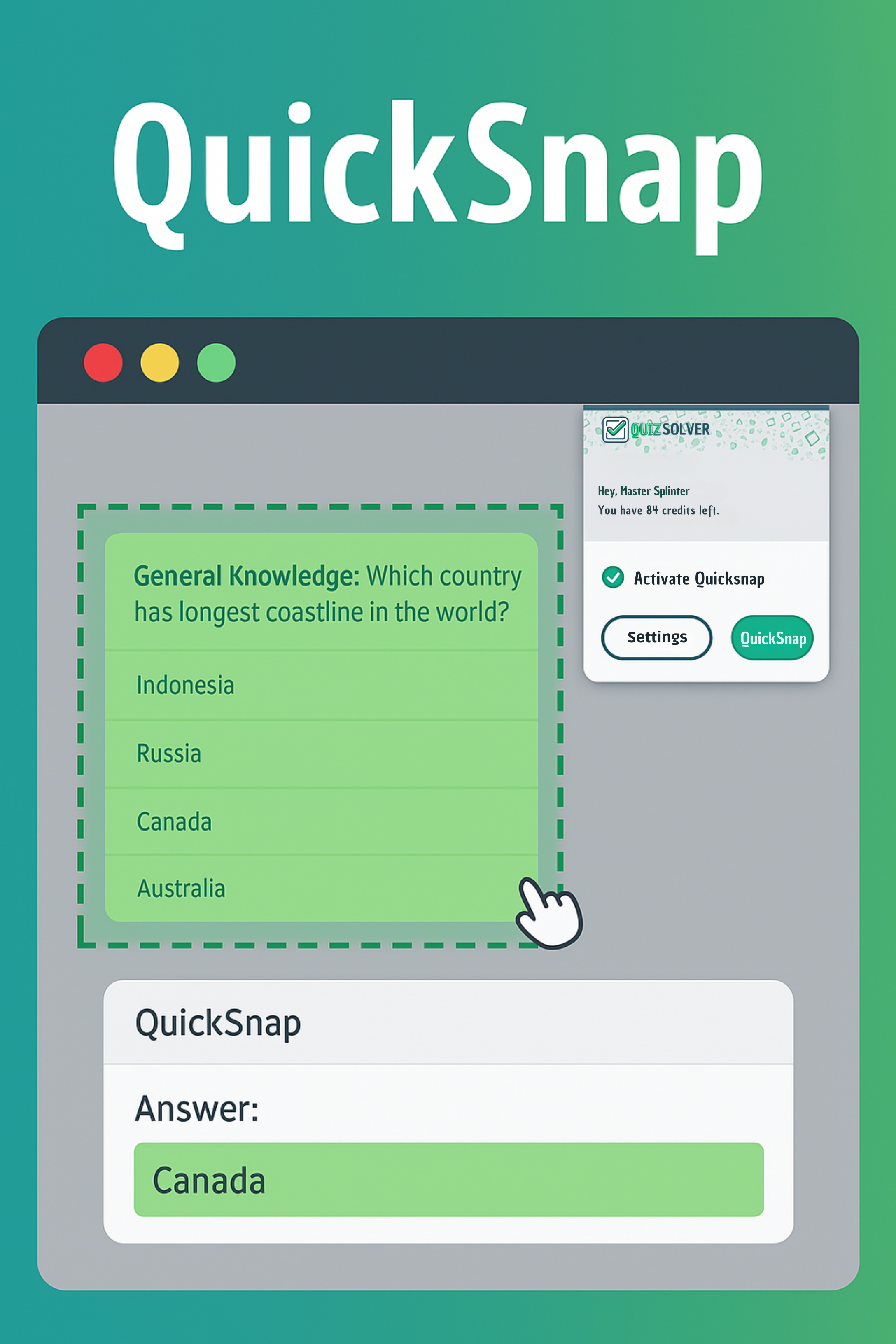 QuizSolver - Screenshot showing the interface and features of this AI tool