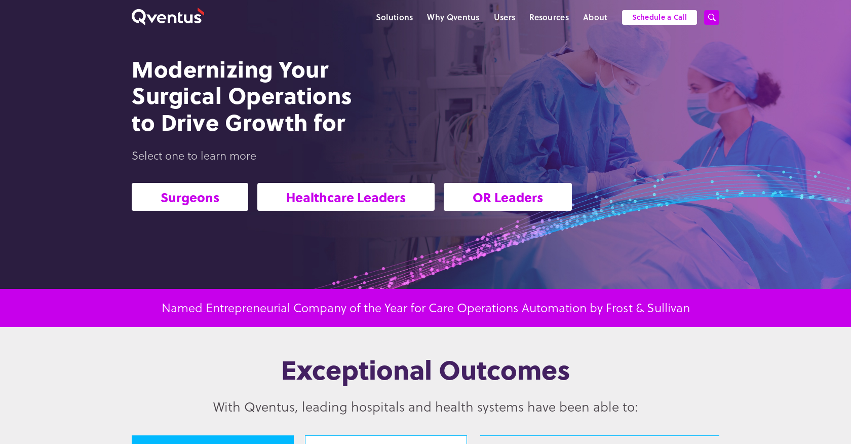 Qventus - Screenshot showing the interface and features of this AI tool