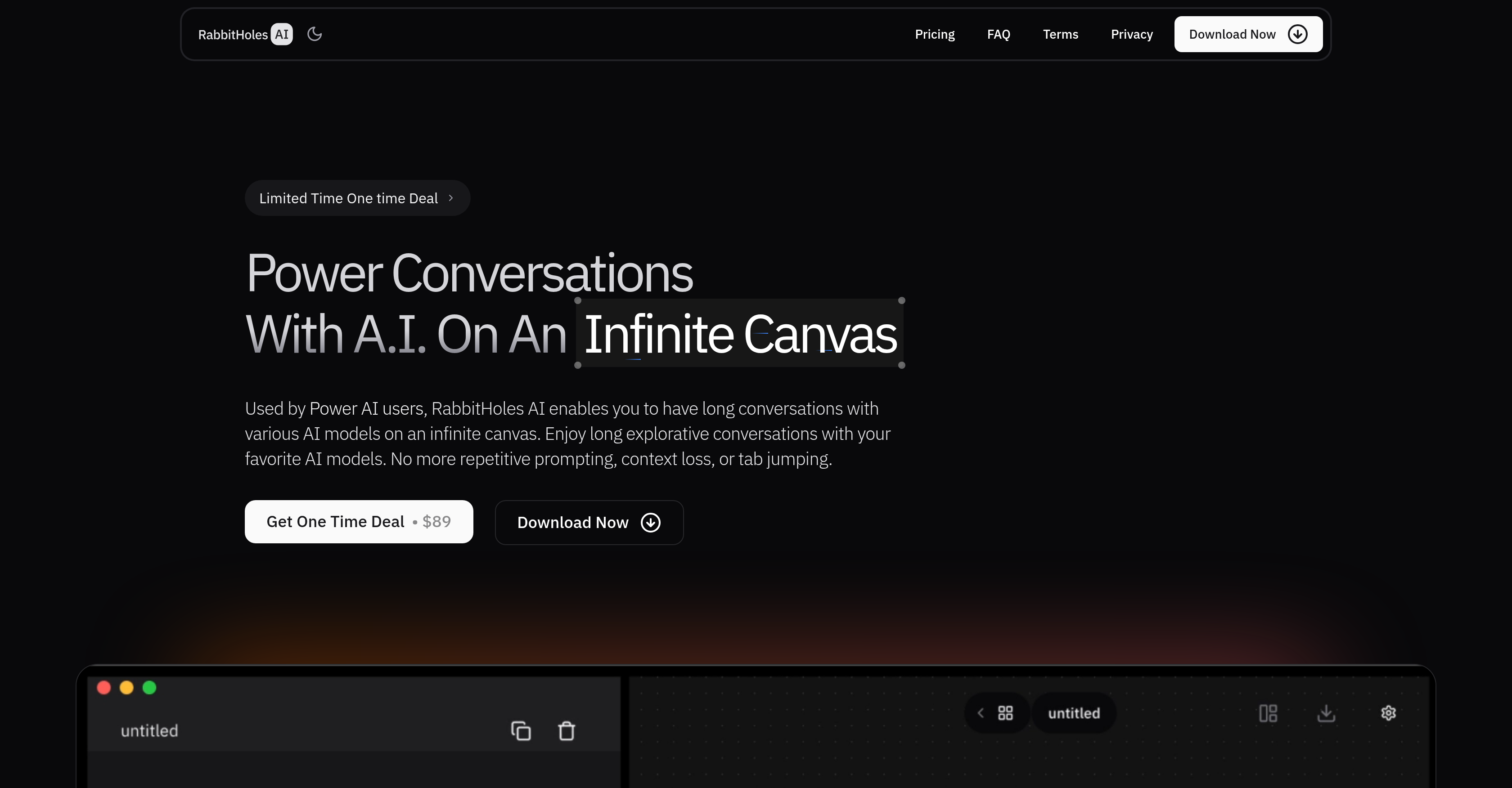 Rabbitholes AIv5.1.1 - Screenshot showing the interface and features of this AI tool