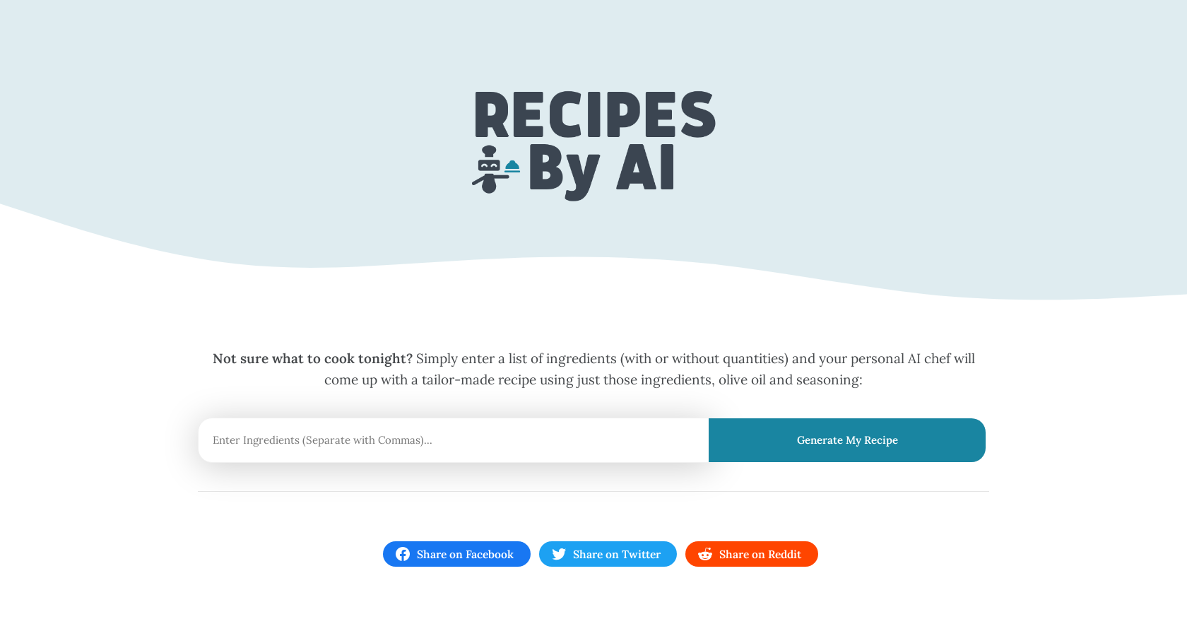 Recipes By AI - Screenshot showing the interface and features of this AI tool