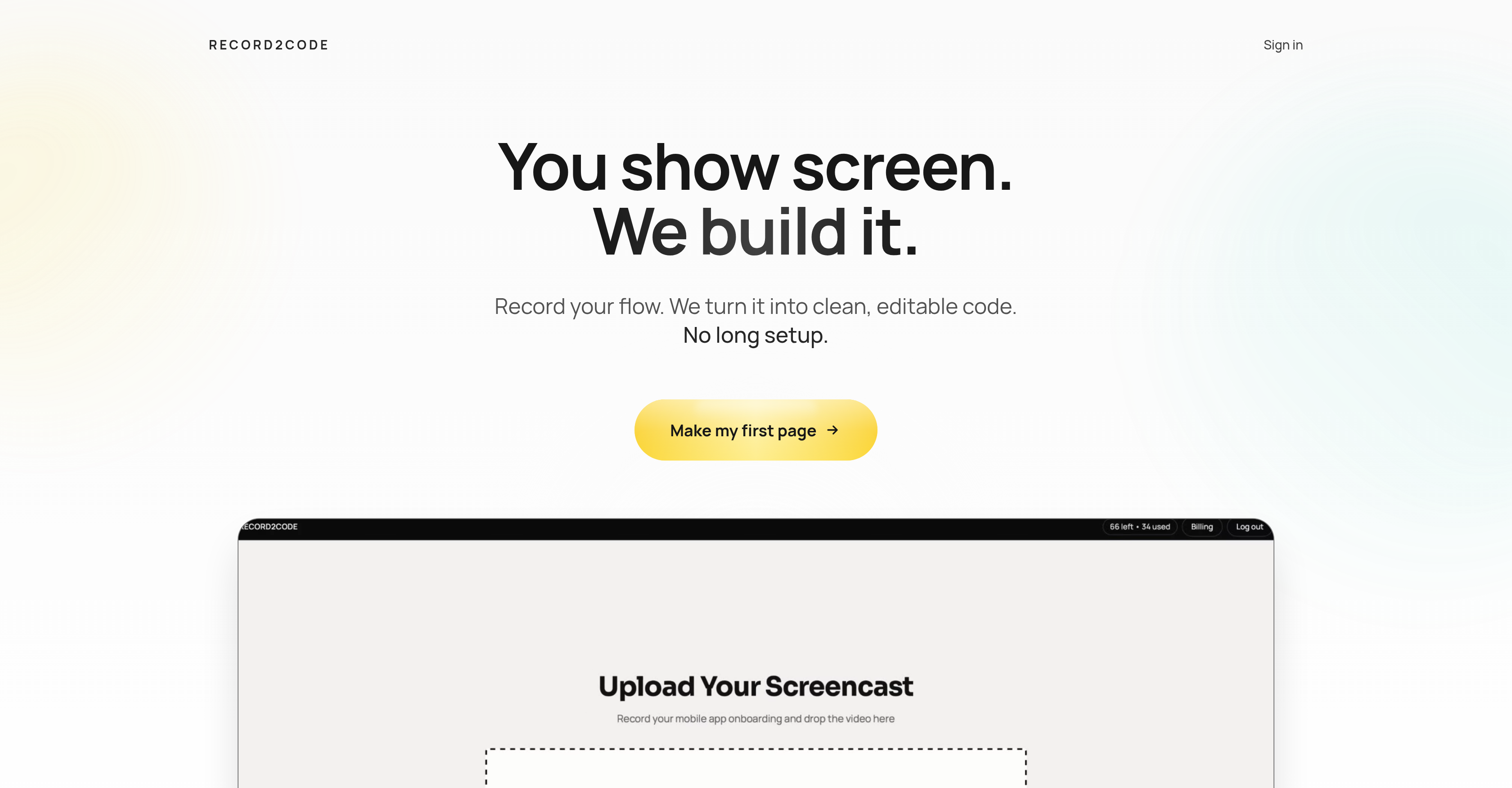 Record2Code - Screenshot showing the interface and features of this AI tool