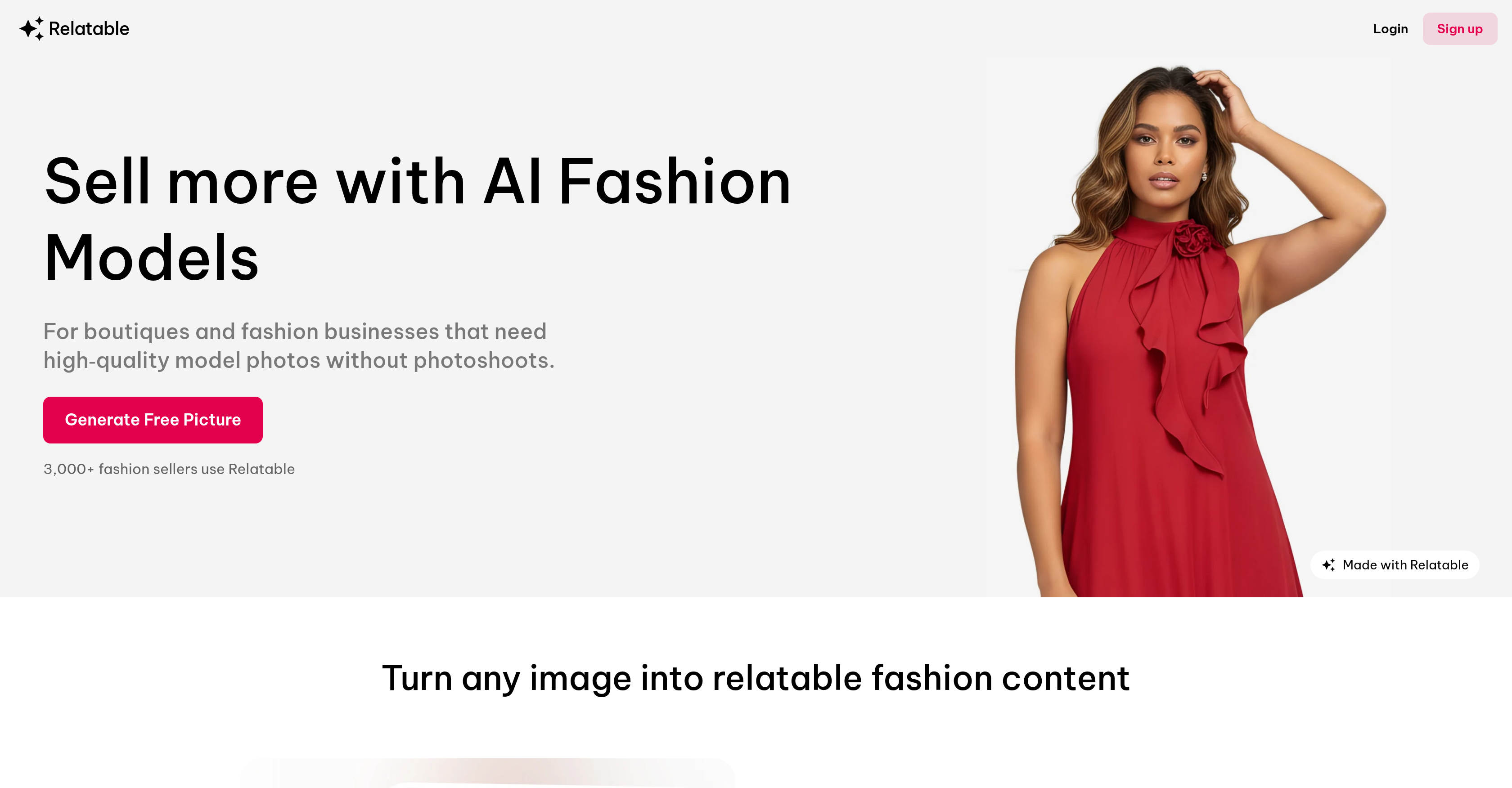 Relatable – AI Fashion Model Photos - Screenshot showing the interface and features of this AI tool