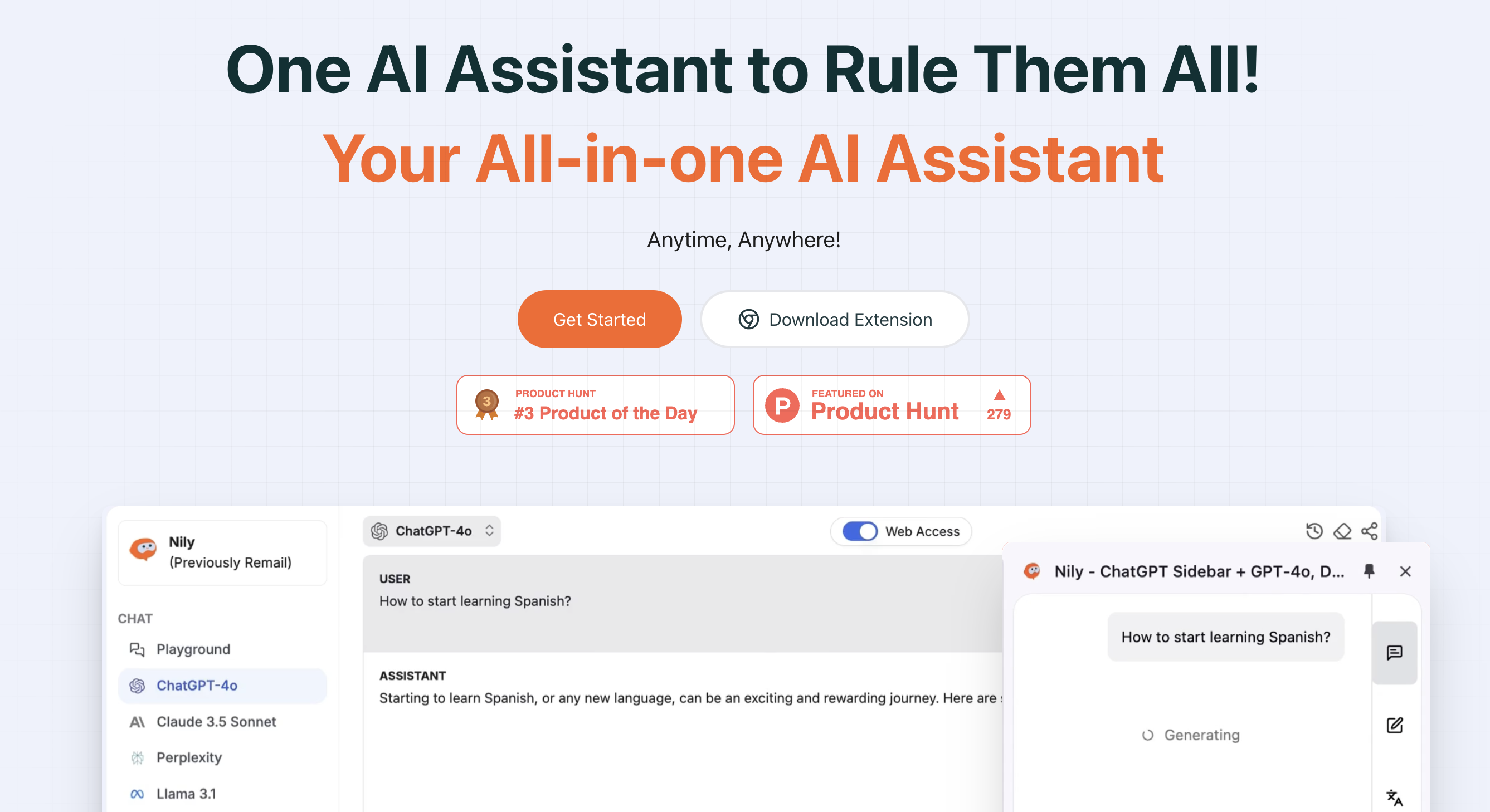 Nily (aka Remail) - Screenshot showing the interface and features of this AI tool