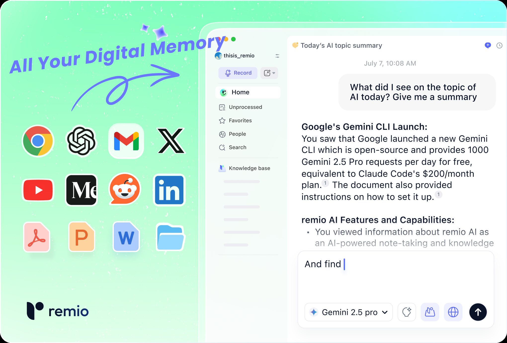 remio: Your Personal ChatGPTv2.0.4 - Screenshot showing the interface and features of this AI tool