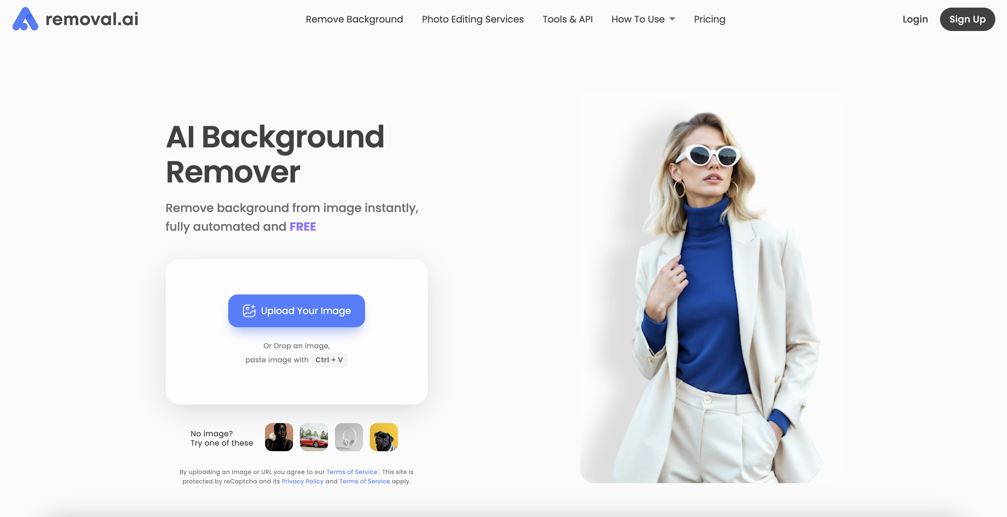 Removal.ai - Screenshot showing the interface and features of this AI tool