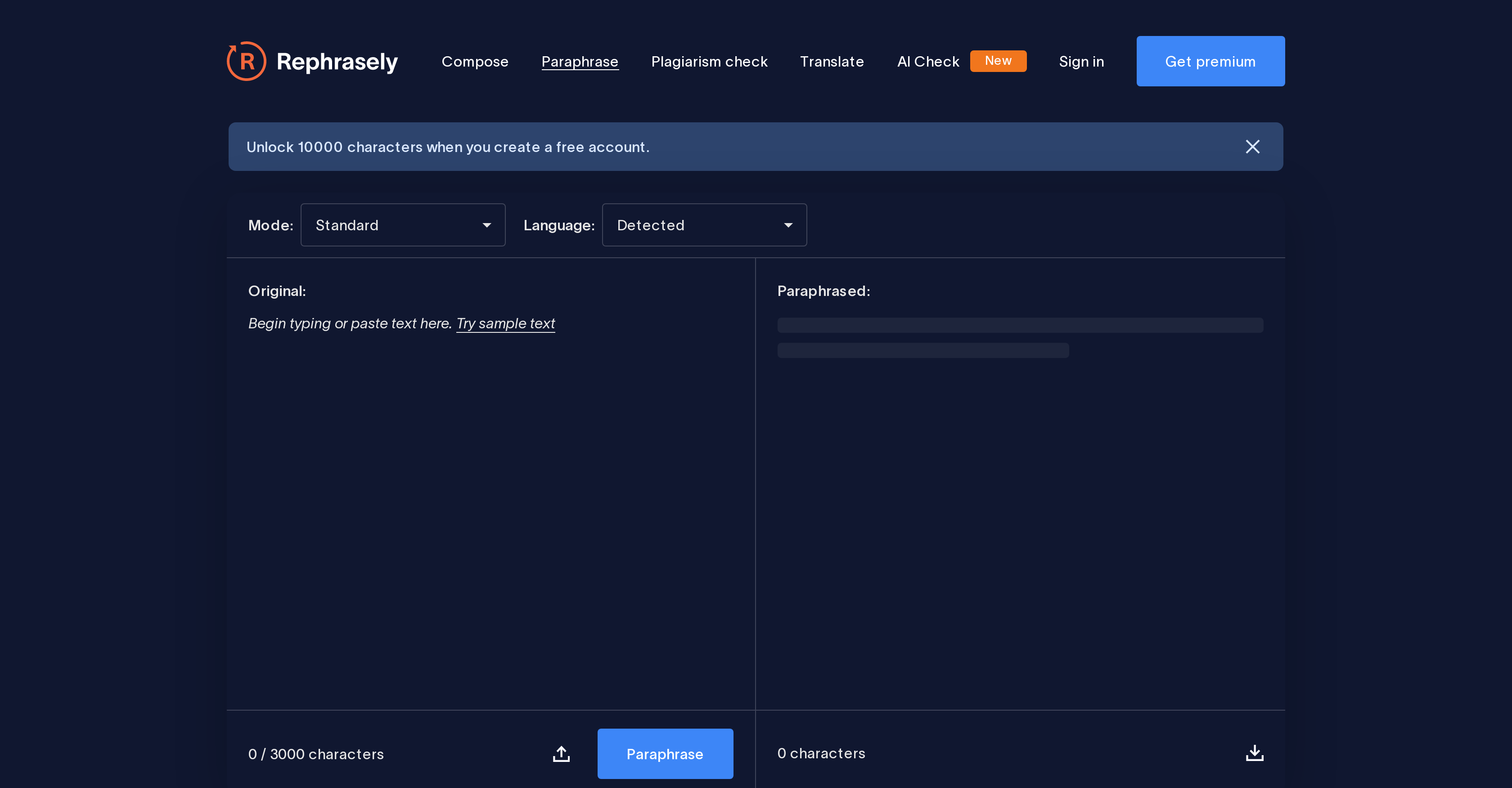 Rephrasely - Screenshot showing the interface and features of this AI tool