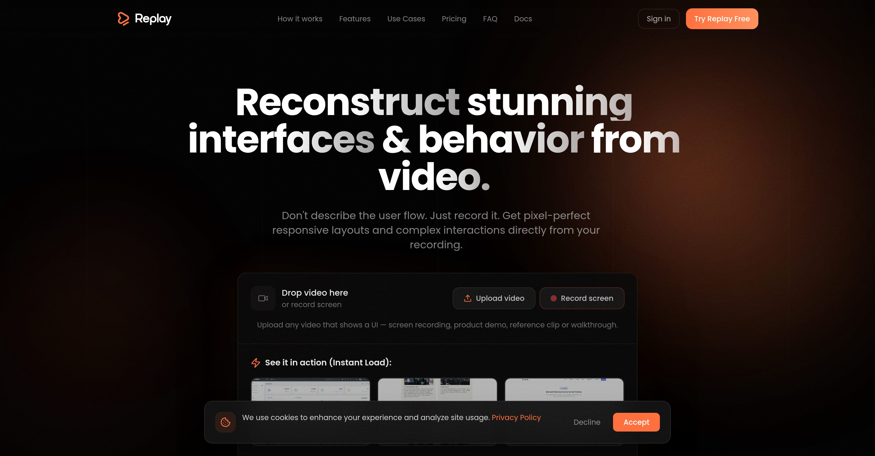 Replay - Screenshot showing the interface and features of this AI tool
