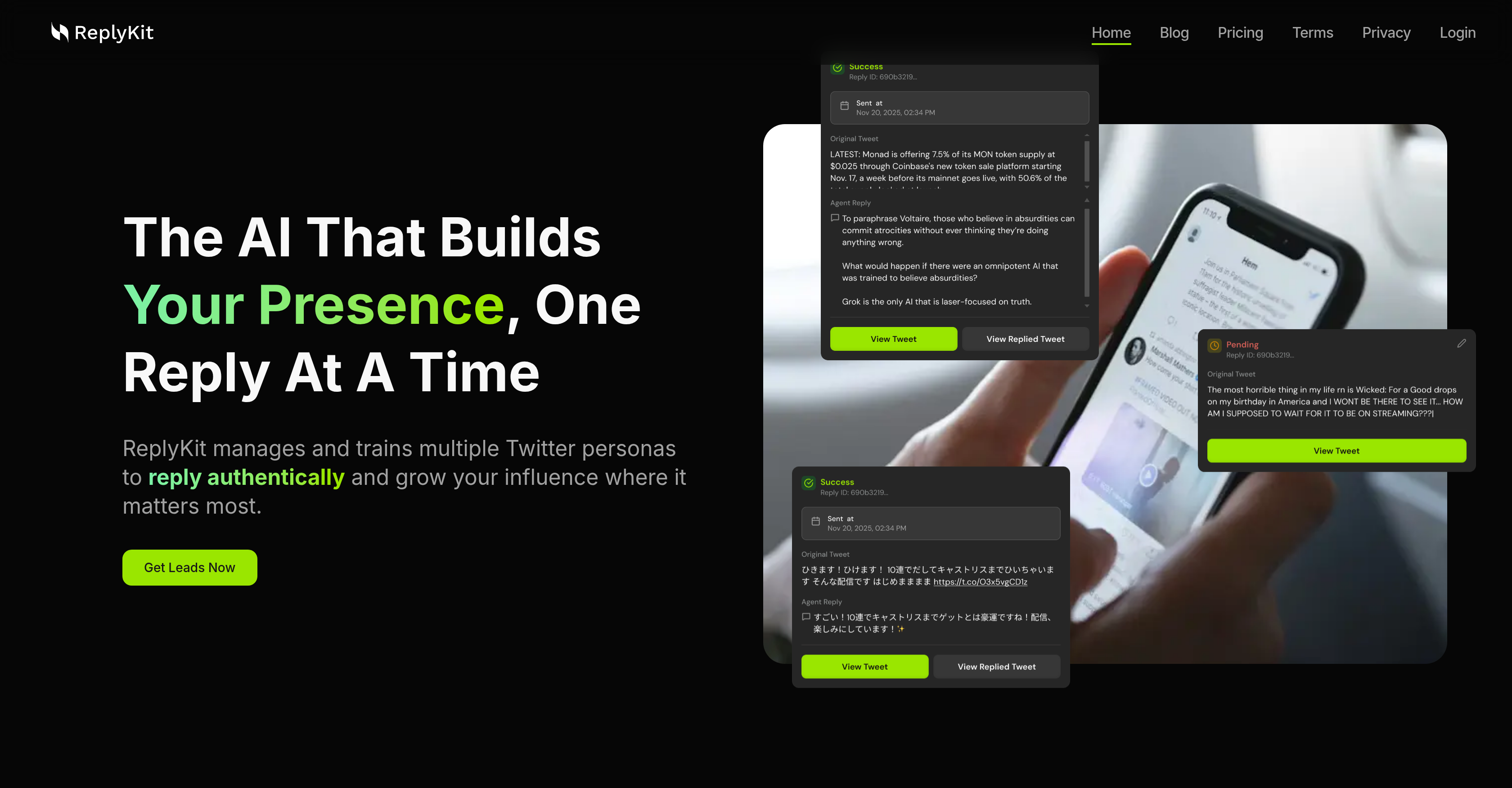 ReplyKit - Screenshot showing the interface and features of this AI tool