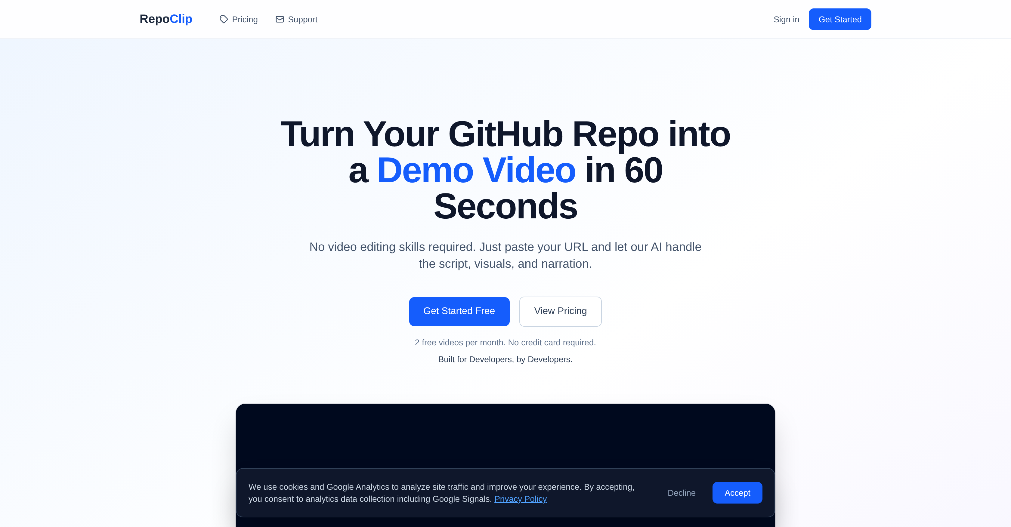 RepoClip - Screenshot showing the interface and features of this AI tool