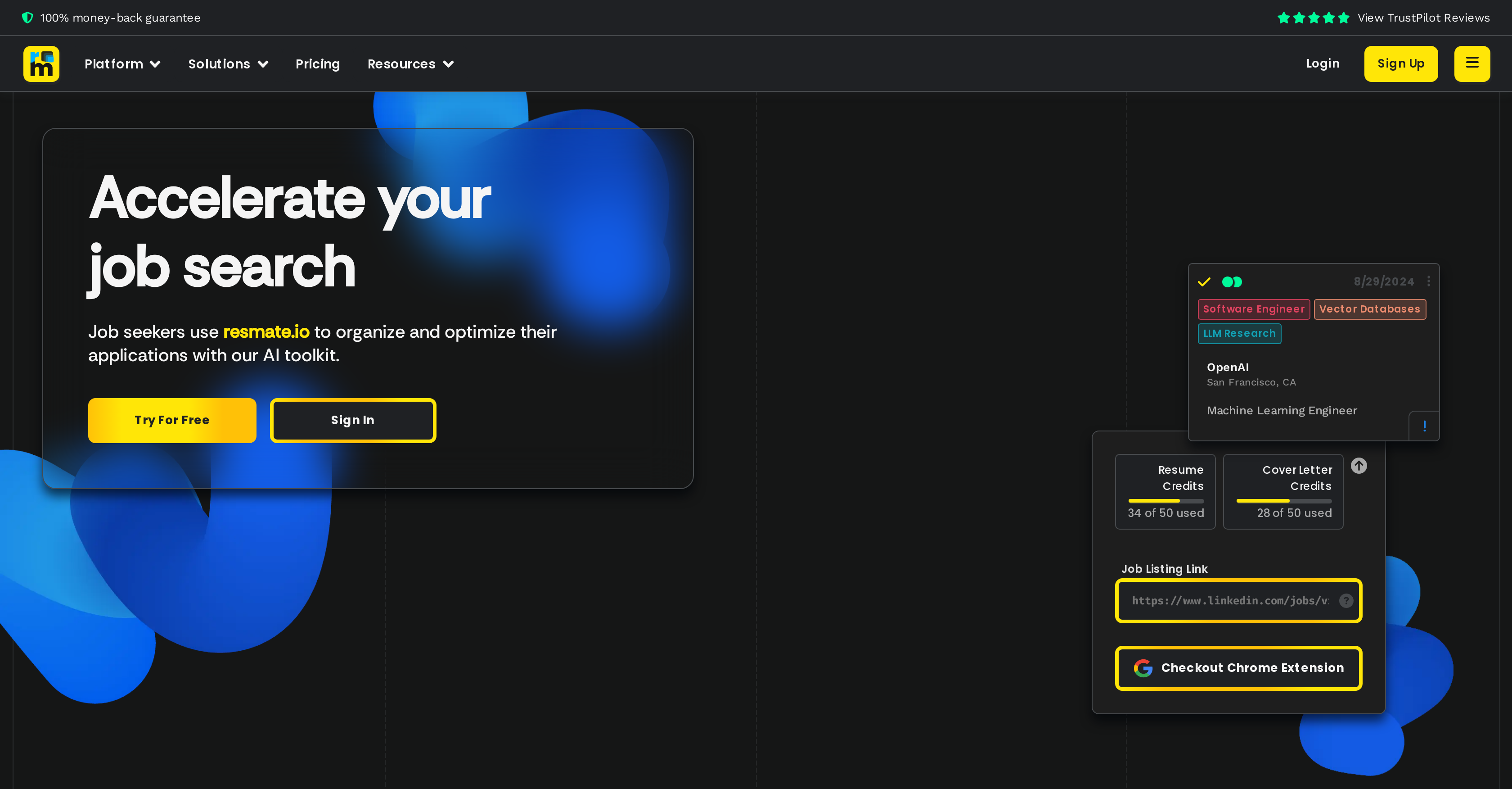 Resmate - Screenshot showing the interface and features of this AI tool