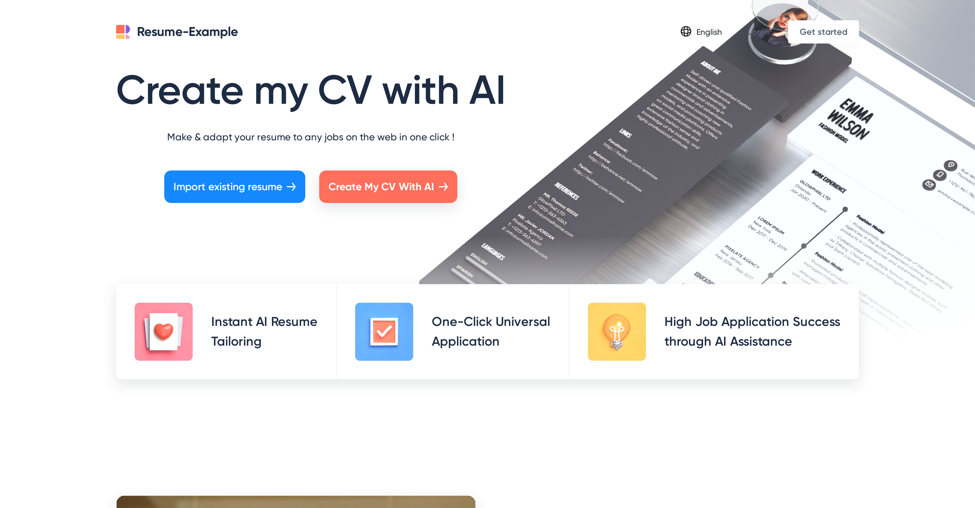 Resume-Example - Screenshot showing the interface and features of this AI tool