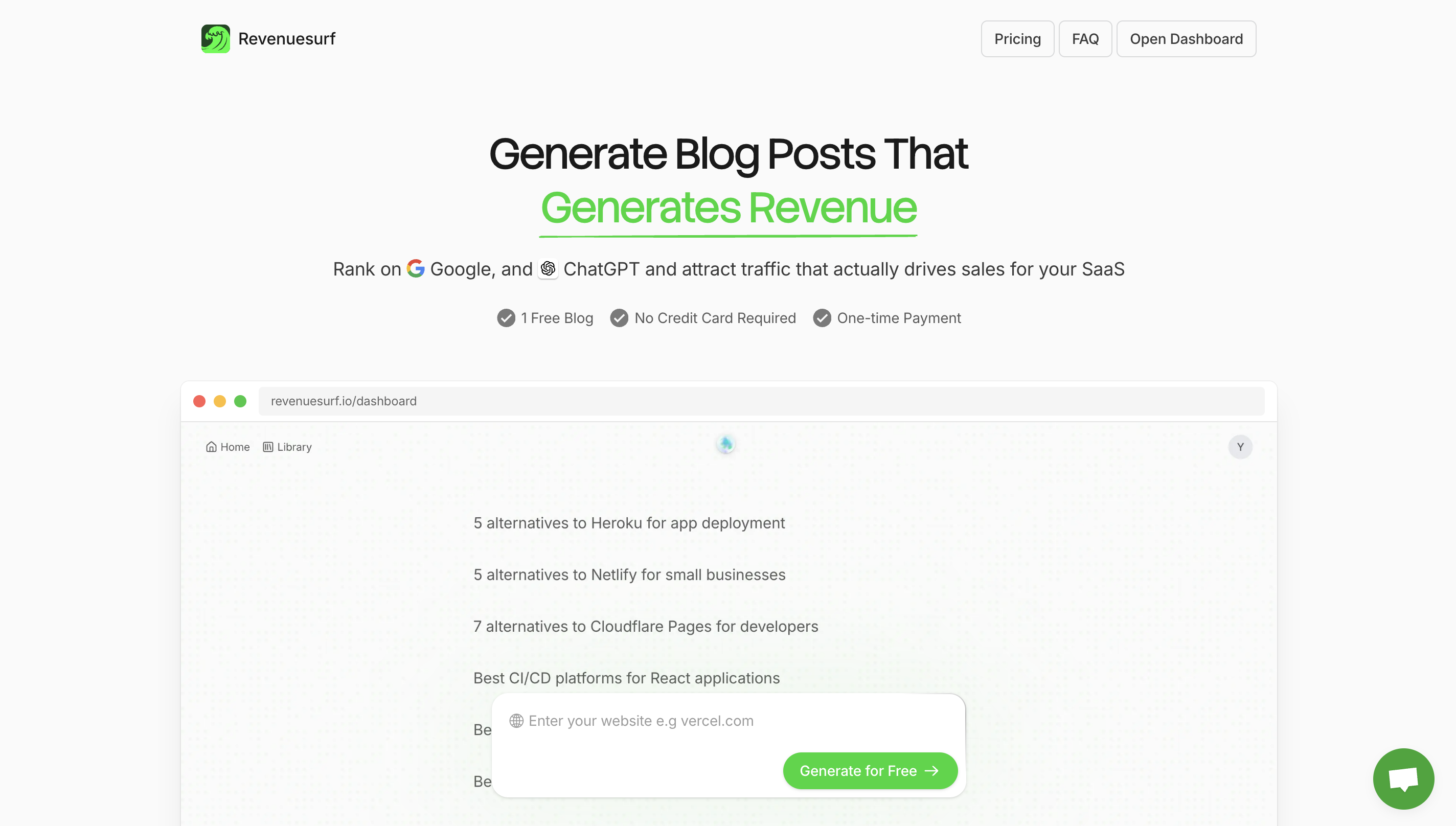 Revenuesurf - Screenshot showing the interface and features of this AI tool