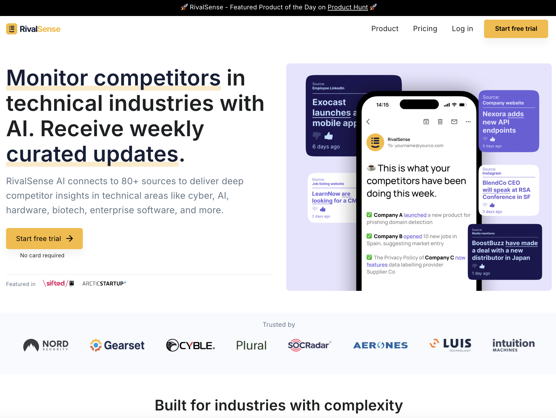 RivalSense - Screenshot showing the interface and features of this AI tool