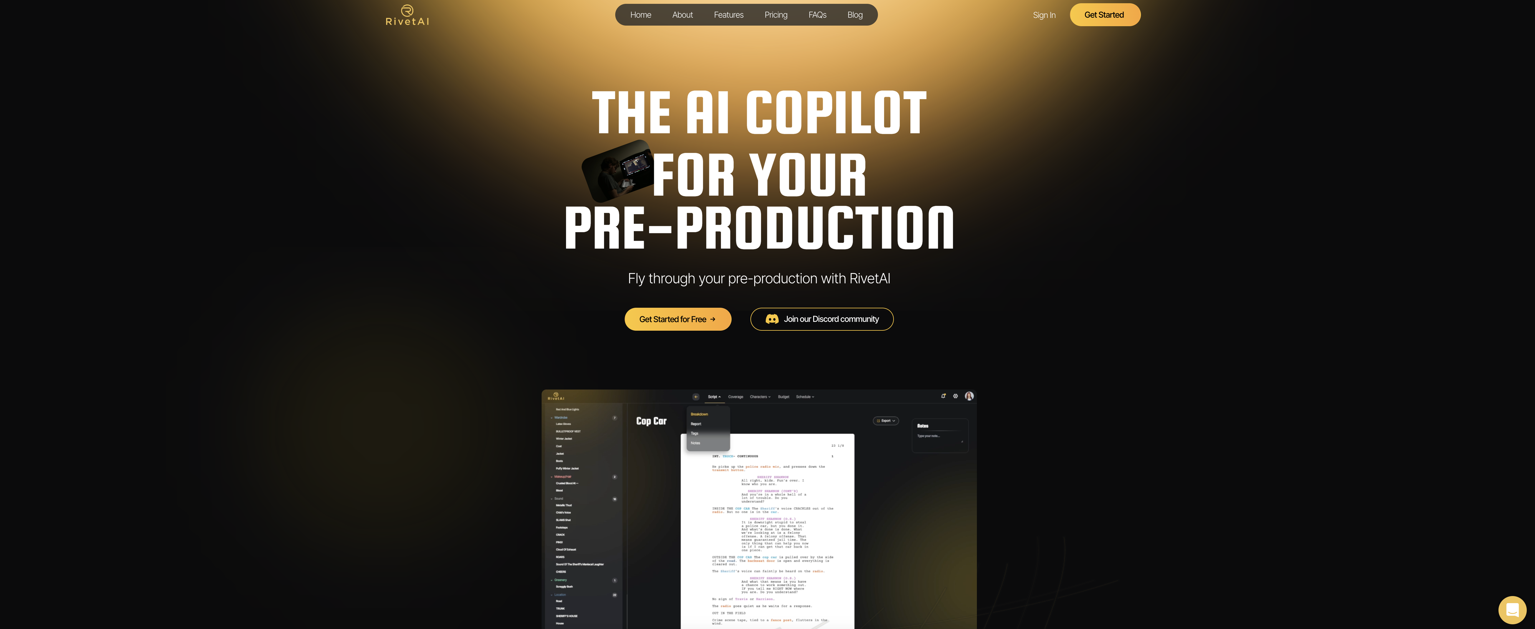 RivetAI - Screenshot showing the interface and features of this AI tool