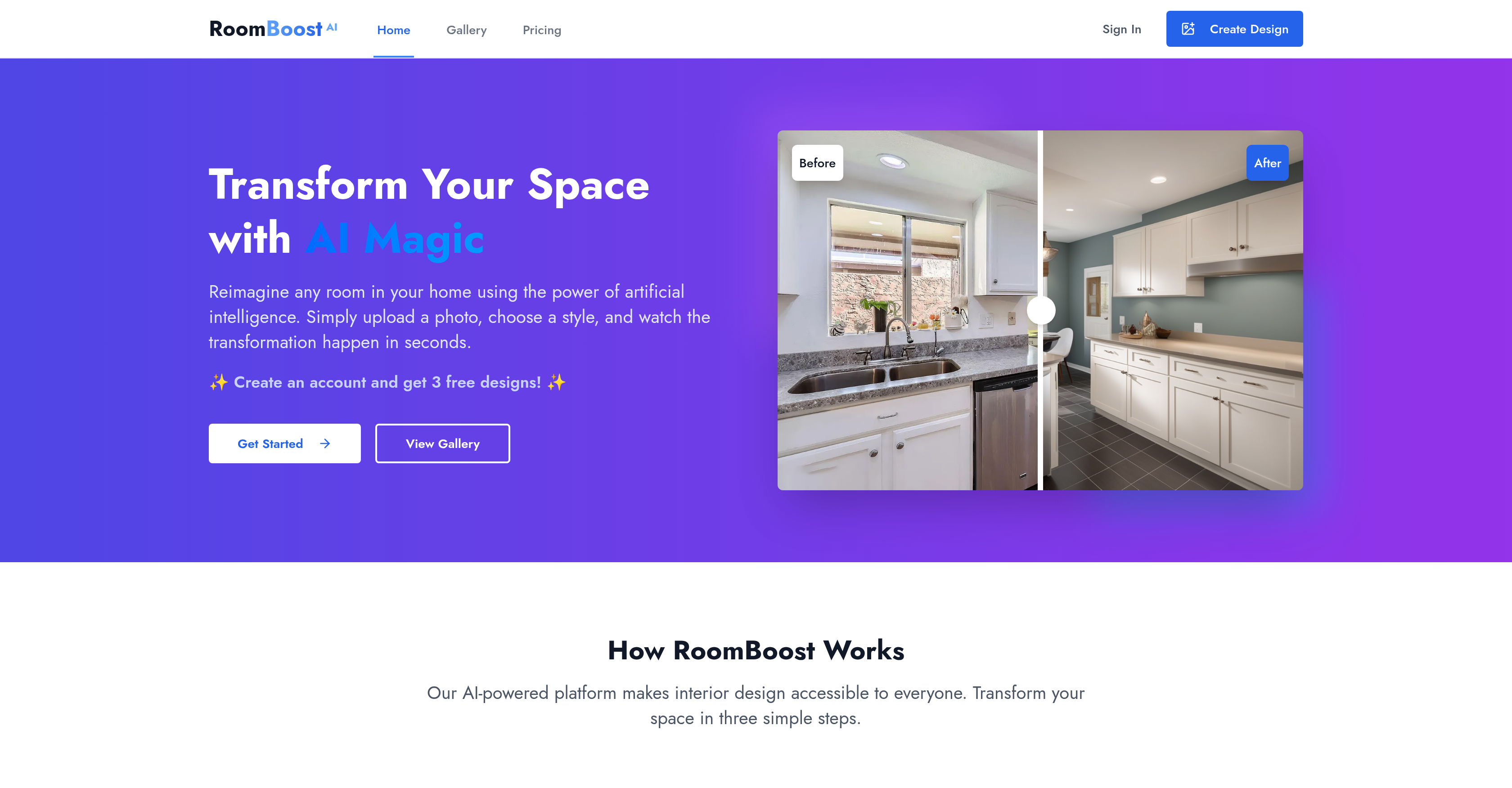 RoomBoost AI - Screenshot showing the interface and features of this AI tool